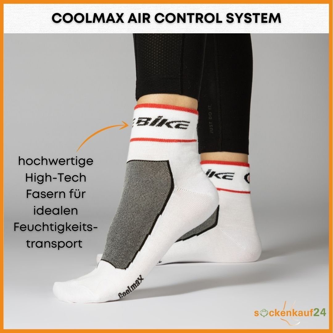 sockenkauf24 Funktionssocken Coolmax Quarter Fahrrad-Socken für Herren & Damen (3-Paar) Atmungsaktive Radsport Socken 50302P WP