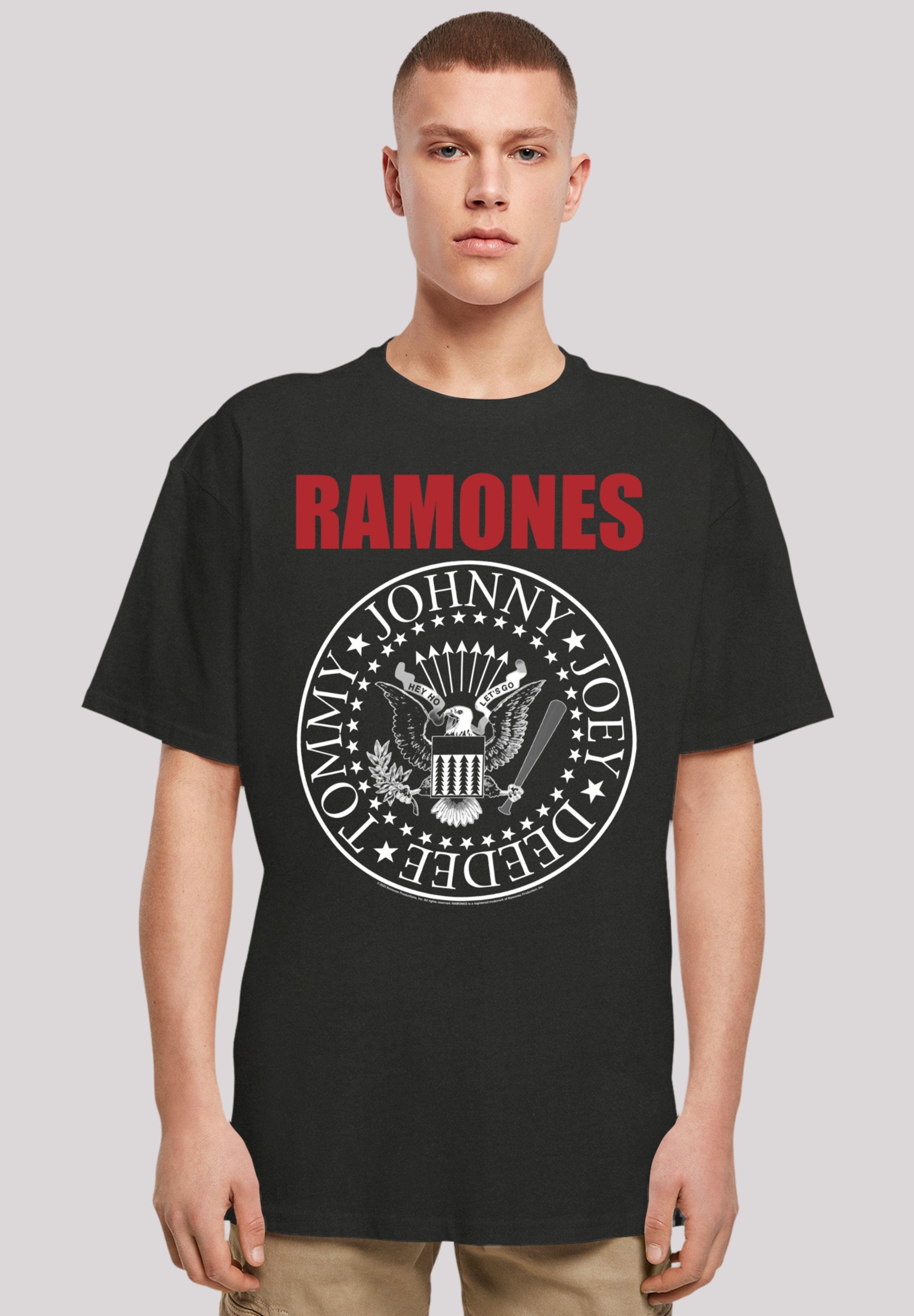 F4NT4STIC T-Shirt Ramones Rock Musik Band Red Text Seal Premium Qualität, Band, Rock-Musik schwarz
