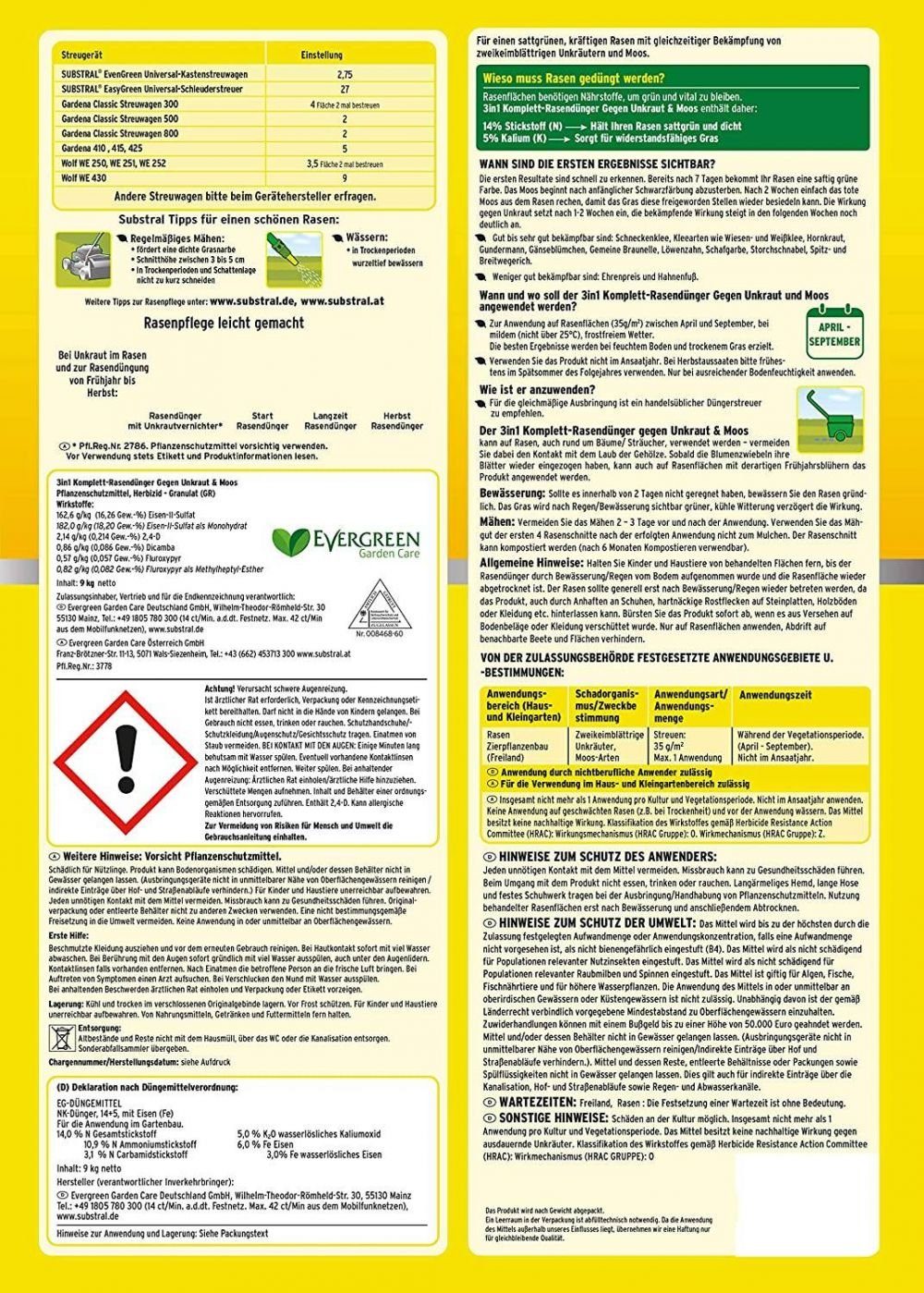 Substral Gartenbau-Substrat Substral Komplett-Rasendünger 3in1 14kg günstig online kaufen