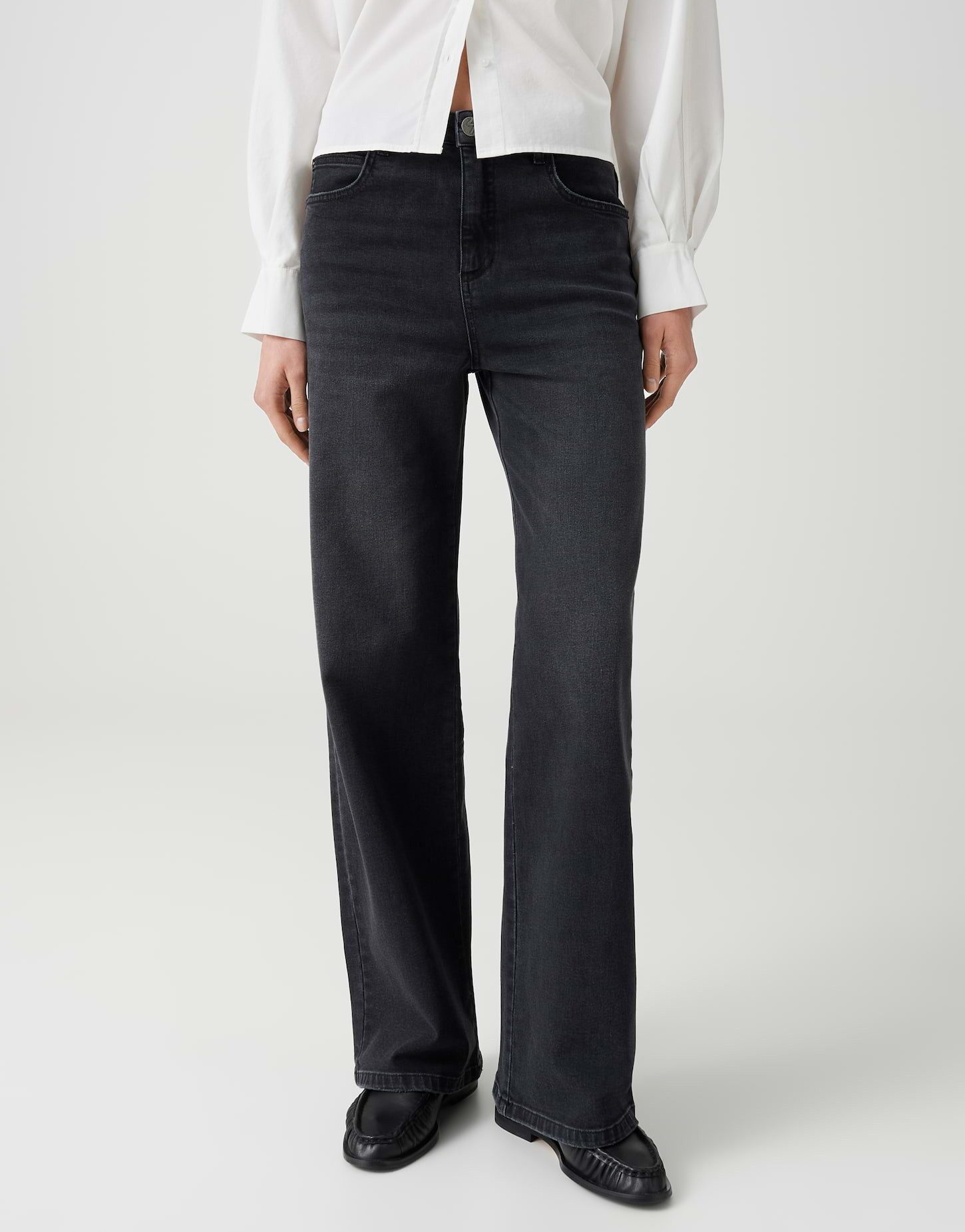 OPUS Weite Jeans MIVY Wide Leg Jeans mit Stretchanteil High Rise Vielseitig kombinierbar für casual Looks