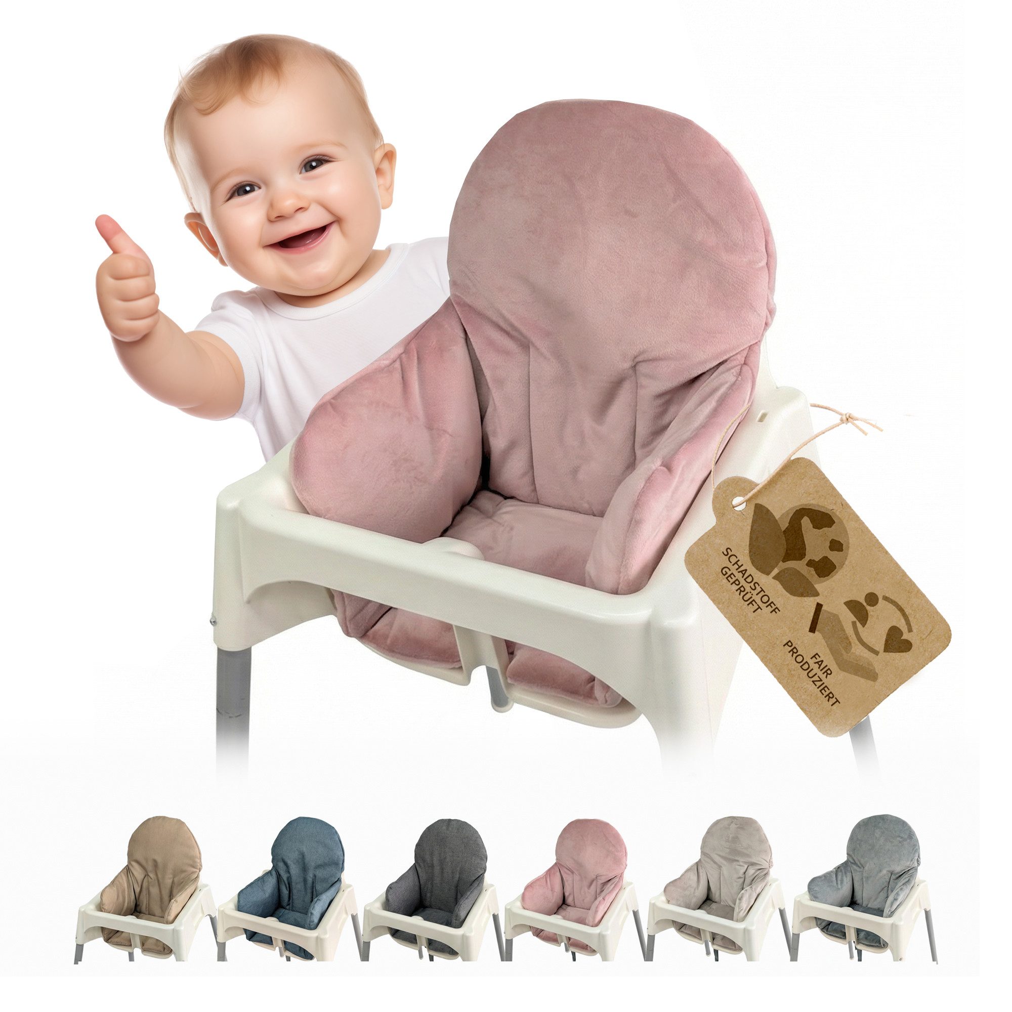 BambiniWelt by Rafael K. Hochstuhlauflage Sitzbezug Kissen Ersatzbezug kompatibel mit Ikea Hochstuhl Antilop M1, weich, waschbar, langlebig