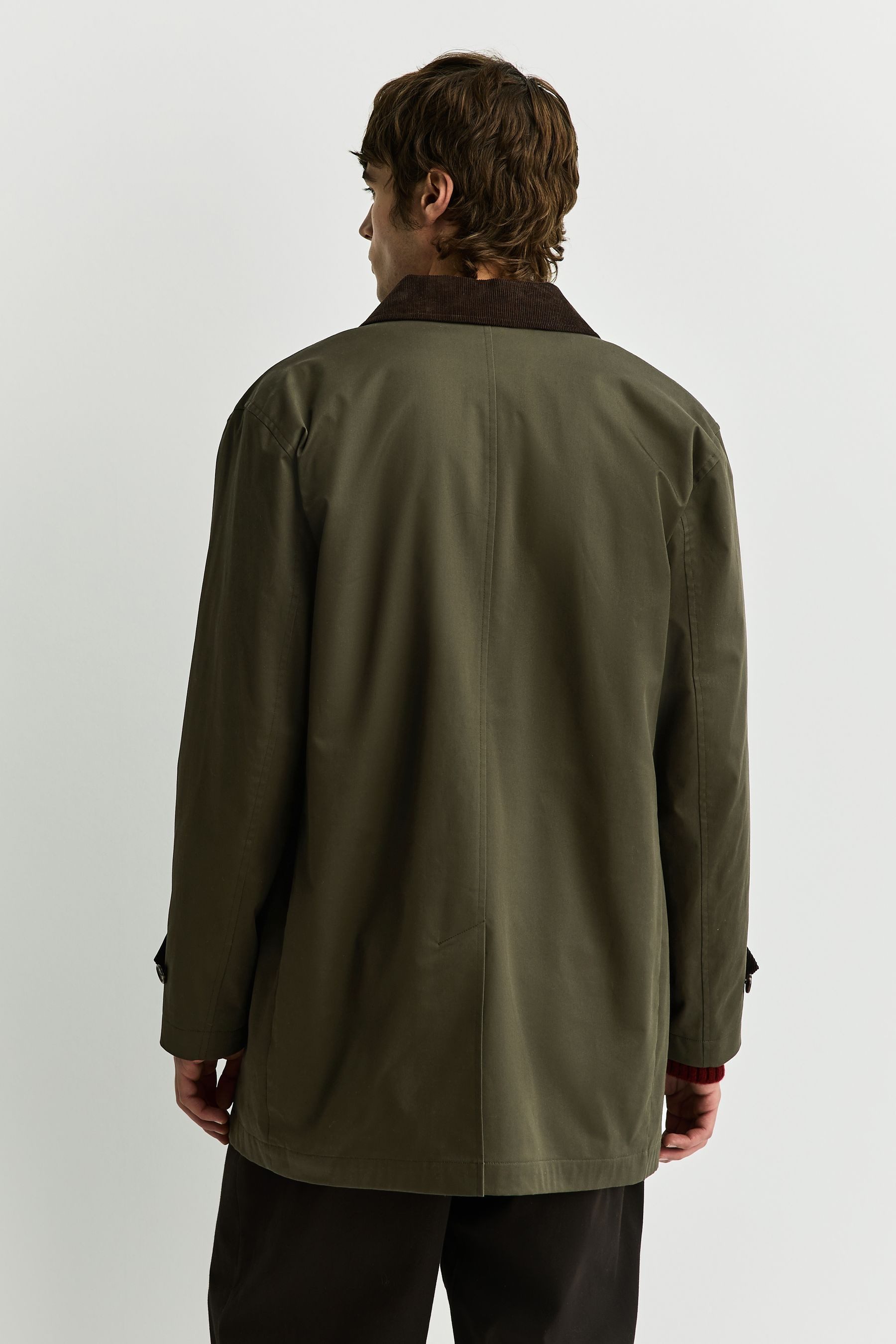 Next Trenchcoat Baumwoll-Trenchcoat mit Cordbesatz am Kragen (1-tlg)