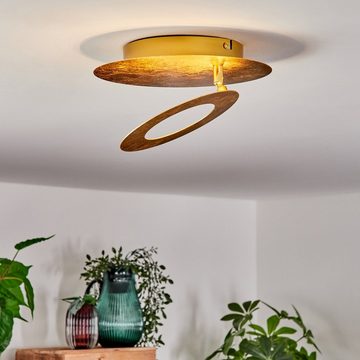 hofstein Deckenleuchte moderne Deckenlampe aus Metall in Goldfarben, LED fest integriert, 3000 Kelvin, mit verstellbarem Schirm und Lichteffekt, LED 8 Watt, 550 Lumen