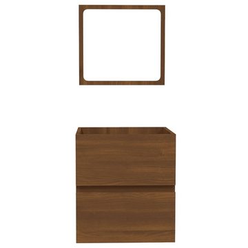 vidaXL Badezimmer-Set Badschrank mit Spiegel Braun Eichen-Optik Holzwerkstoff, (1-St)