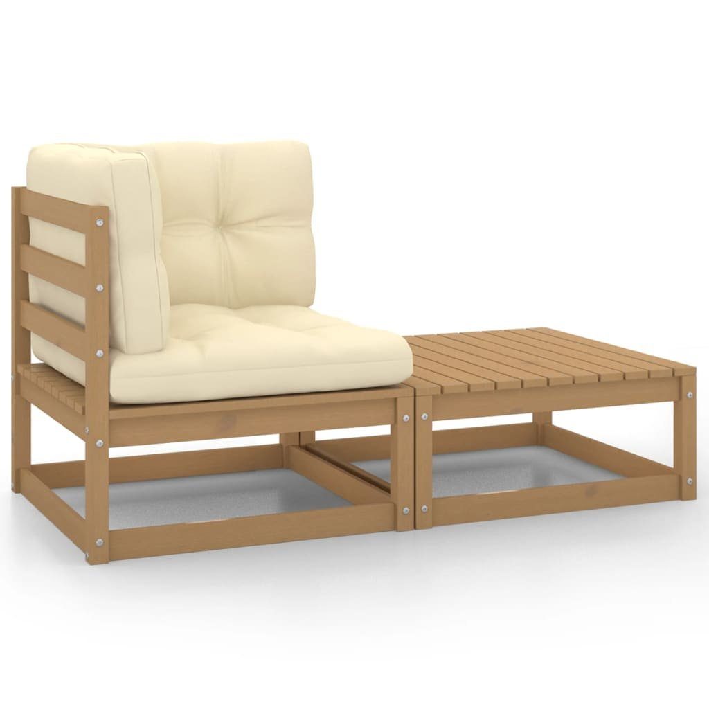 Teile Massivholz Kiefer, Honigbraun Loungesofa vidaXL Garten-Lounge-Set 2-tlg. Kissen 1