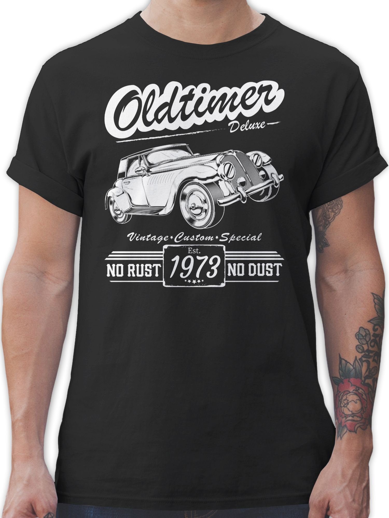 Shirtracer T-Shirt Fünfzigster Oldtimer Baujahr 1973 50. Geburtstag 01 Schwarz