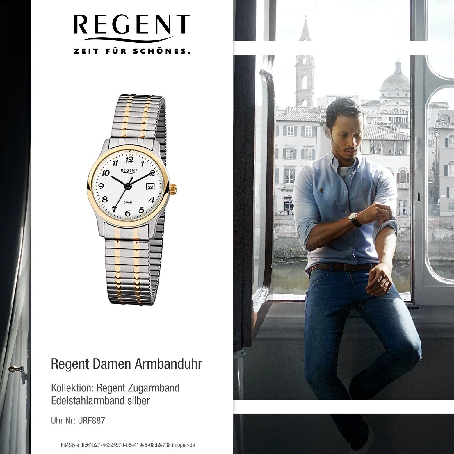 Regent 27mm), silber Regent Armbanduhr Damen Edelstahl Herren (ca. klein rund, gold, goldarmband Herren-Armbanduhr Damen, Quarzuhr