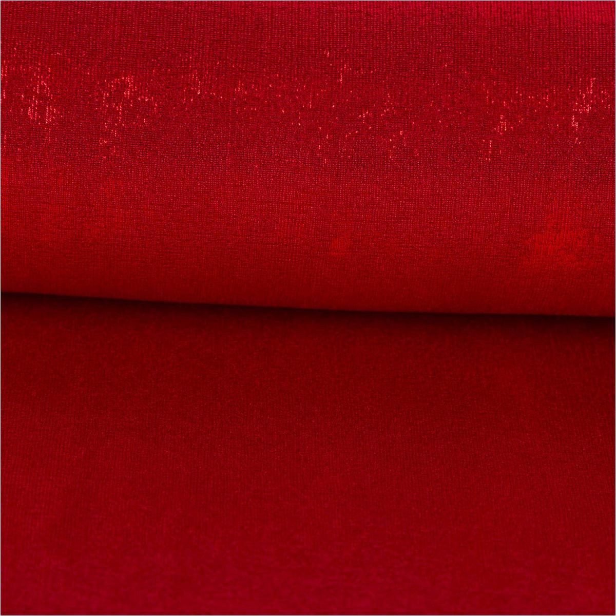 SCHÖNER LEBEN. Stoff Jersey Stoff Glitzer Slinky Bijoux Foil rot 1,45m Breite, mit Metallic-Effekt