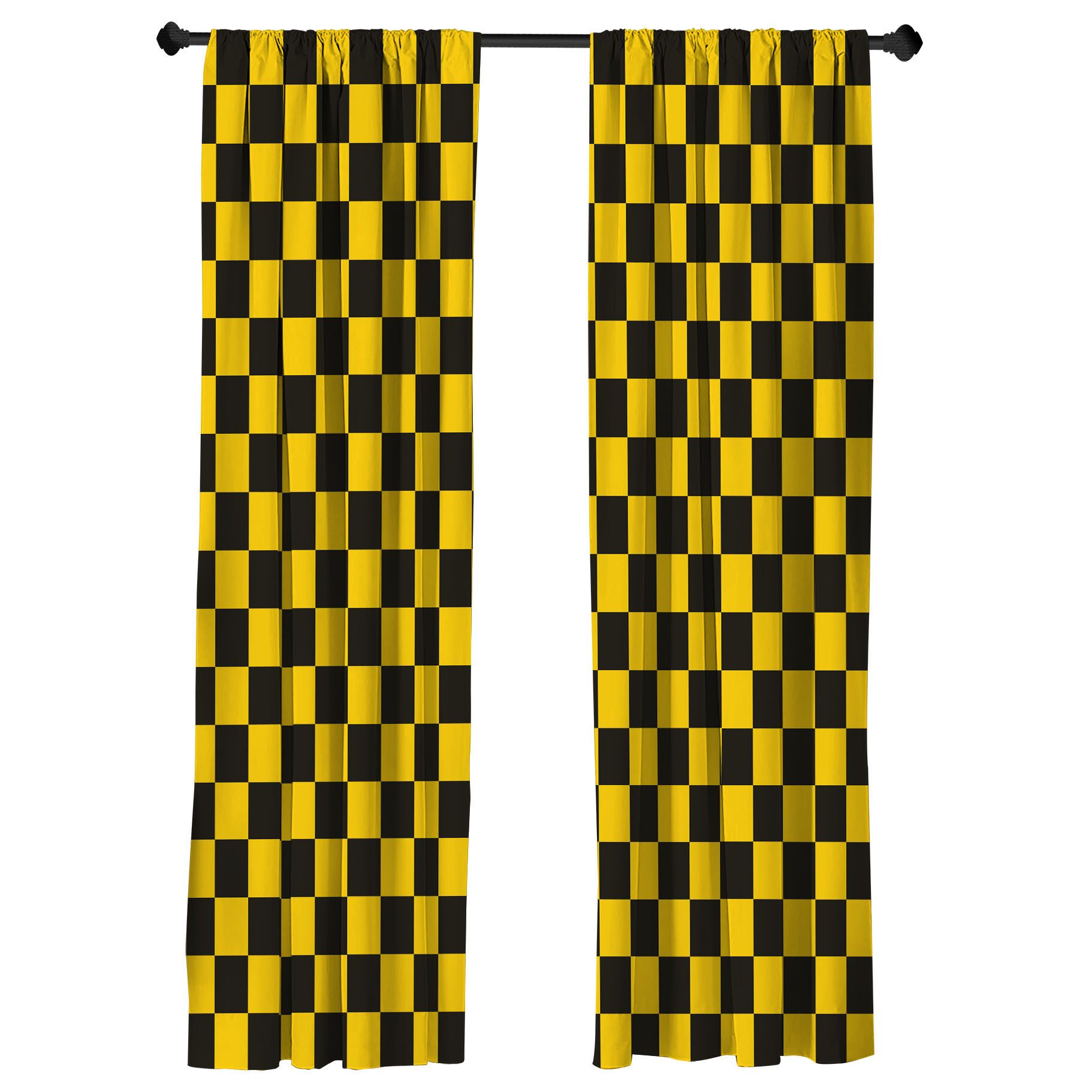 Abakuhaus Gardine Vorhang für Wohnzimmer Schlafzimmer Dekor, Microfaser, Checkers Spiel Rautenmuster im Monochromen Stil