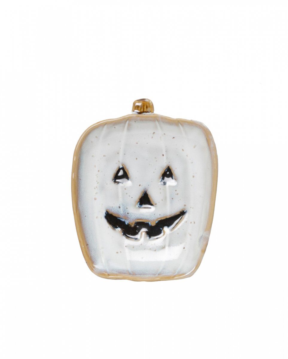 Horror-Shop Dekofigur Halloween Kürbis Keramik Teller Weiß 17 cm