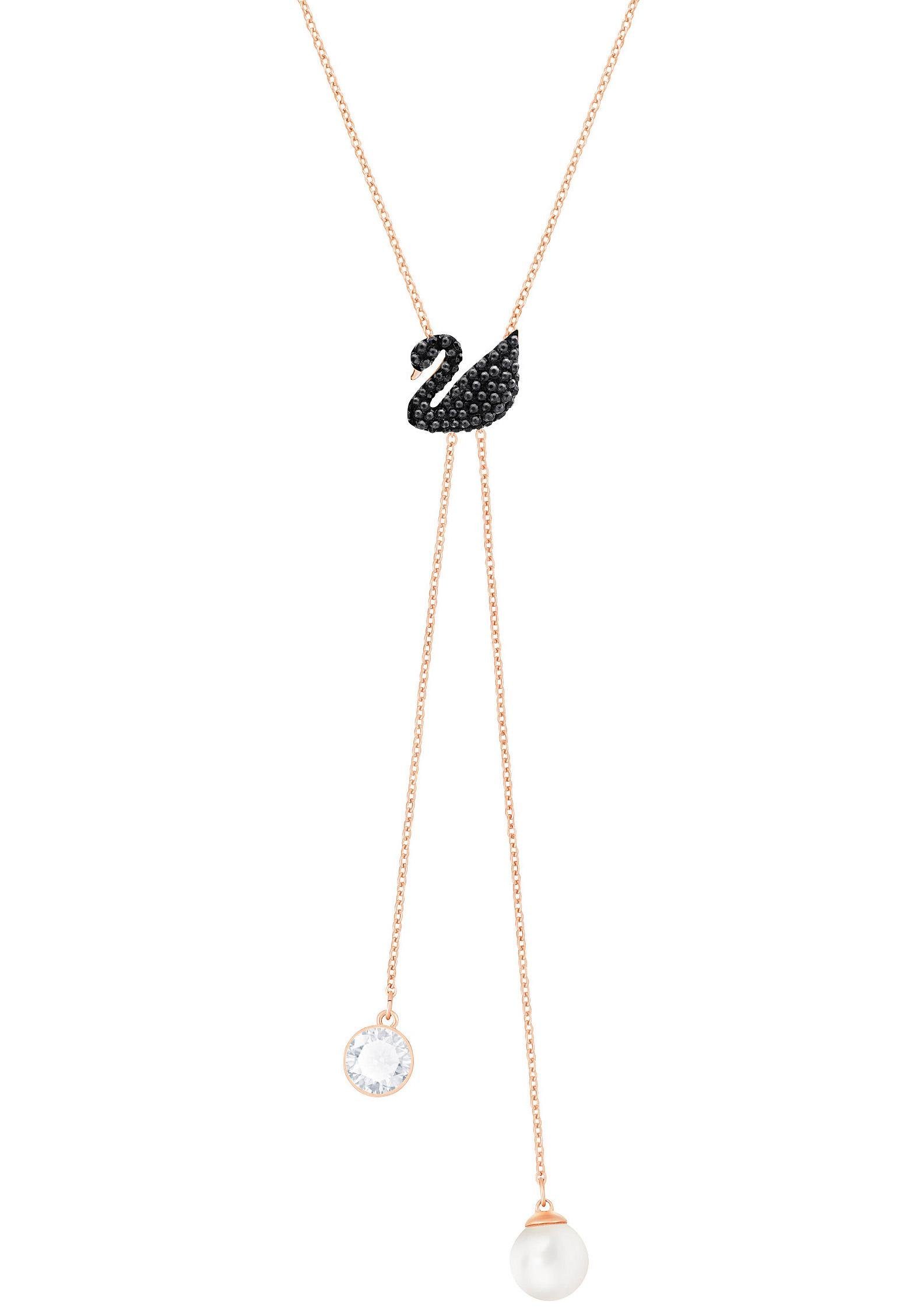 Swarovski Kette mit Anhänger »Schwan, ICONIC SWAN DOUBLE Y, SCHWARZ