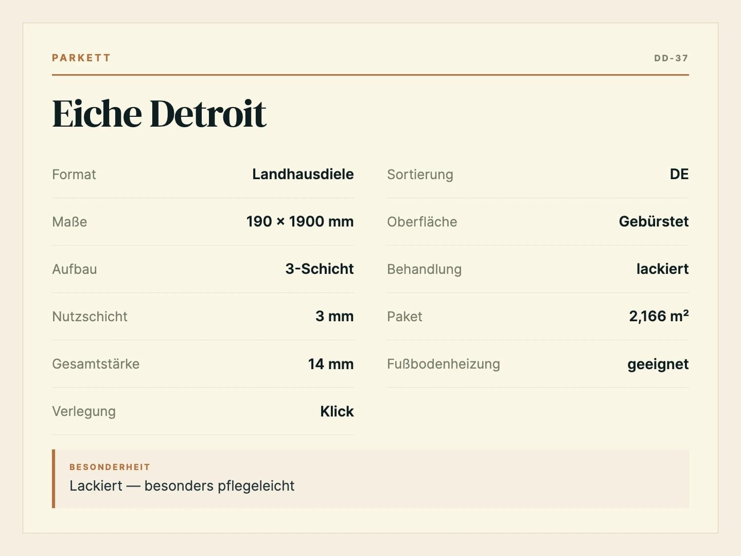 DielenDealer Parkett Musterstück Eiche Detroit, Rustikal, Natur geölt (ca. 19 × 28 cm)