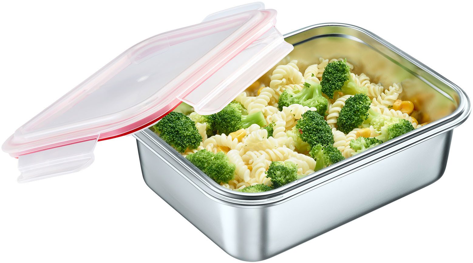 WESTMARK Lunchbox Edelstahl Lunch Box/ Frischhaltedose, 2250 ml, Edelstahl 18/8, Polyprophylen (PP), Silikon, (1-tlg), auslaufsichere Brotdose – mikrowellen- &  – Bild 4 von 5
