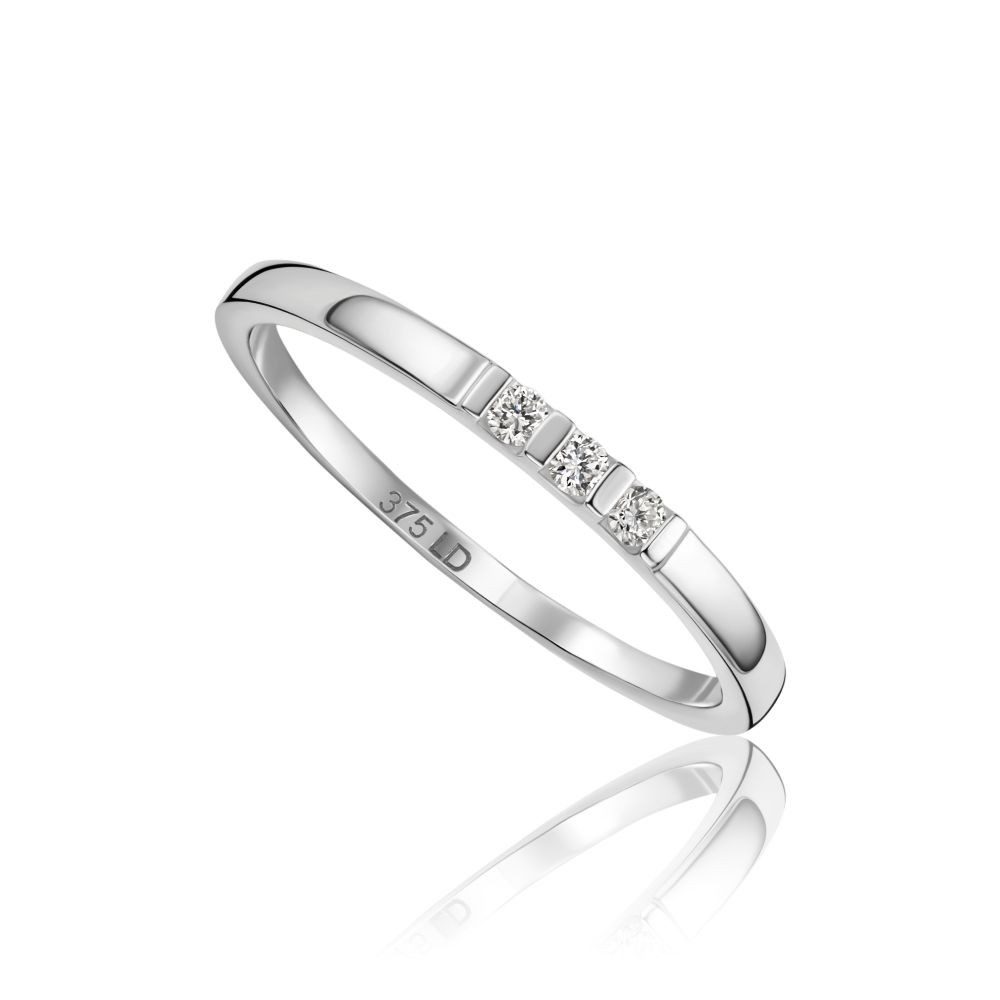 Miore Diamantring Trilogy für Damen in 9K (375) Weißgold mit 3 Diamanten ges. 0,05 ct, in Stangenfassung - Echtgold