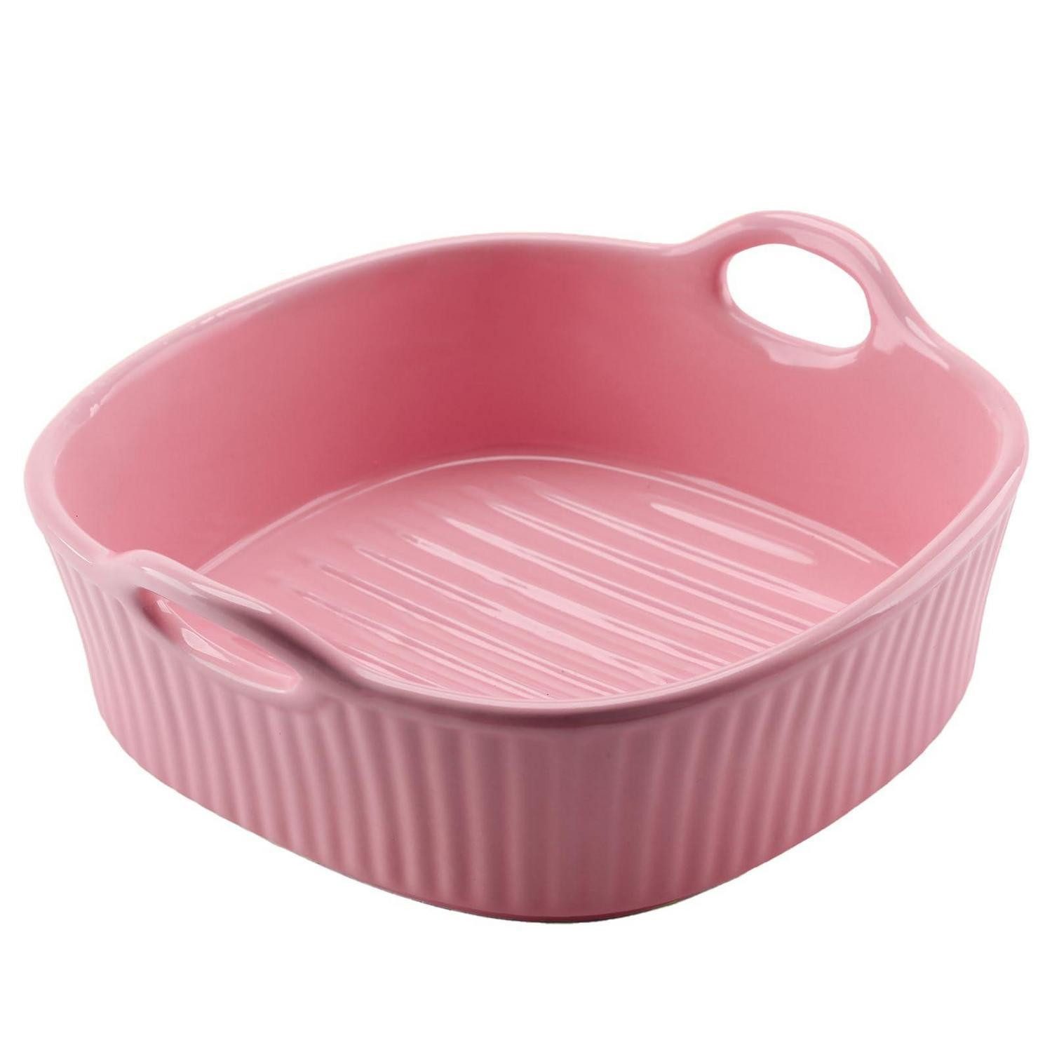 LuxusKollektion Auflaufform Auflaufform Keramik 20x20cm Pink mit Henkel, Keramik, (1-St)