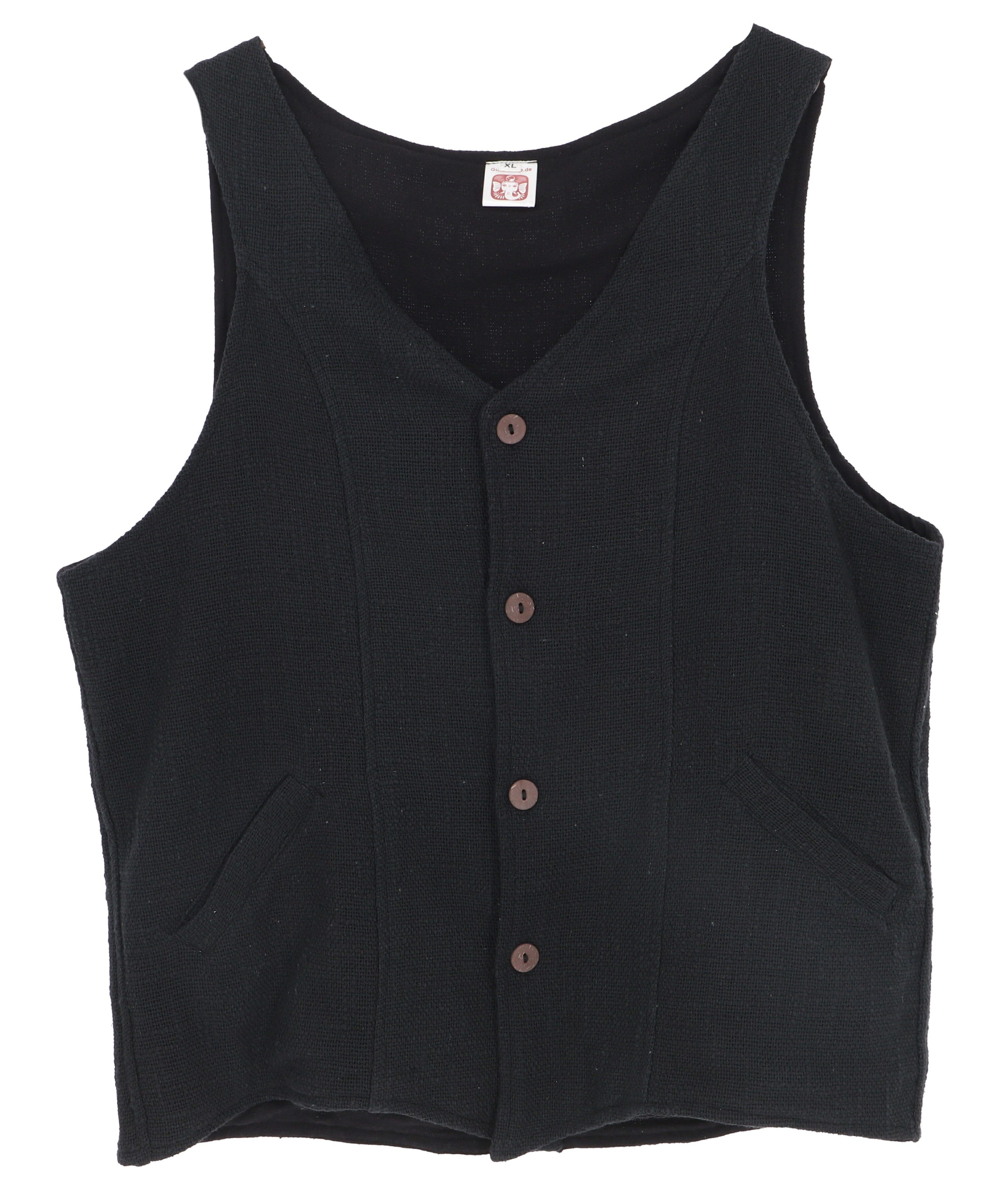 Guru-Shop Strickjacke Goaweste, alternative Herren Weste - schwarz alternative Bekleidung