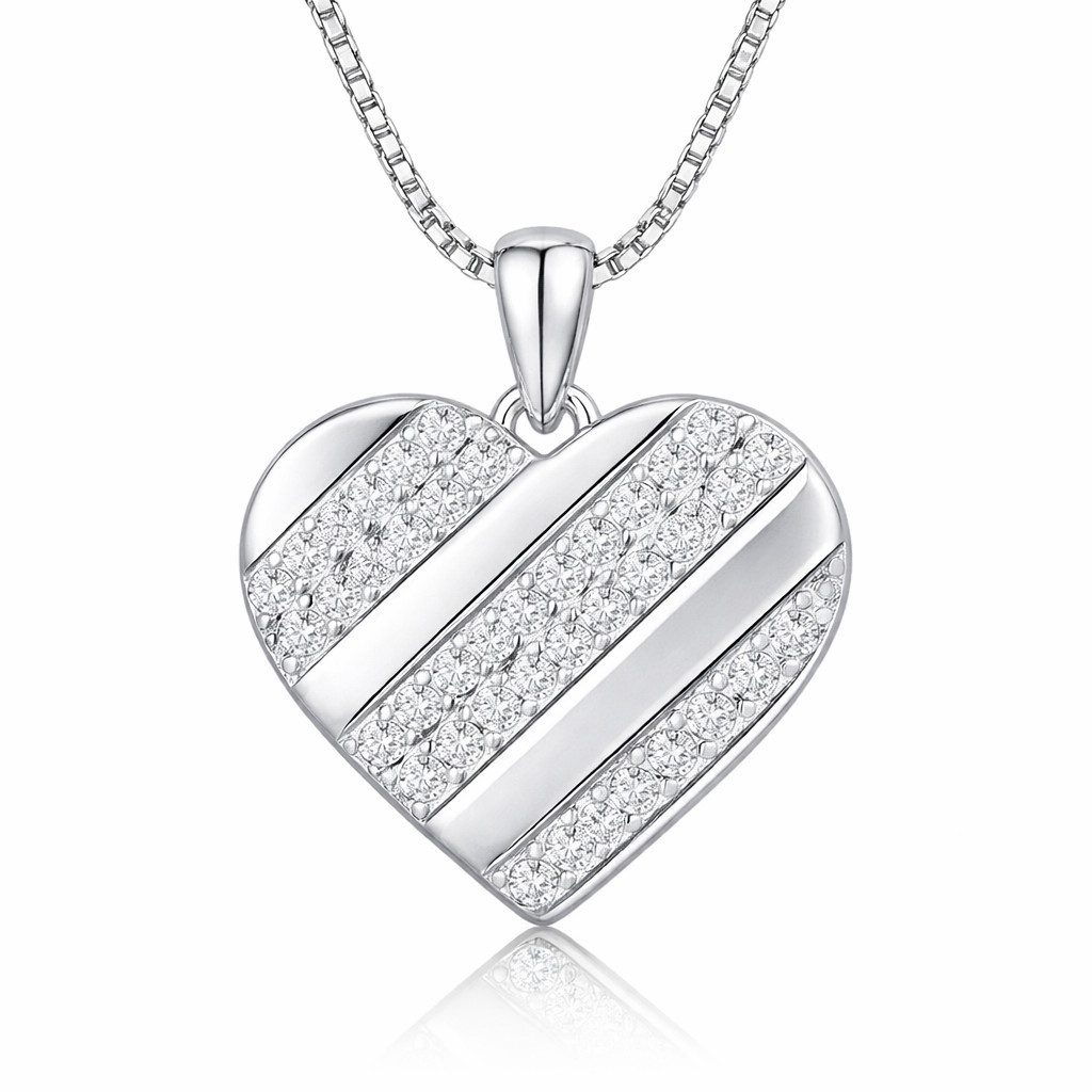 PAVELS Kette mit Anhänger Heart, Wunderschöne, funkelnde Herzkette für Damen