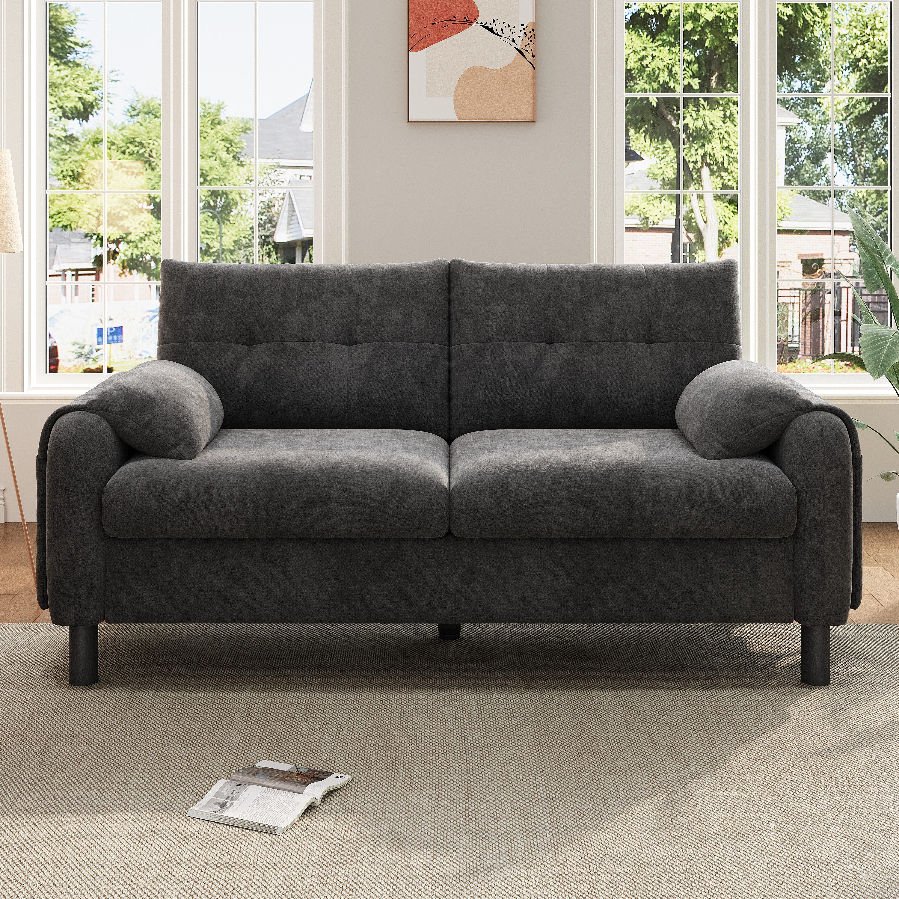 Merax 2-Sitzer Sofa aus Chenille-Stoff, Modulares-Sofa, günstig online kaufen