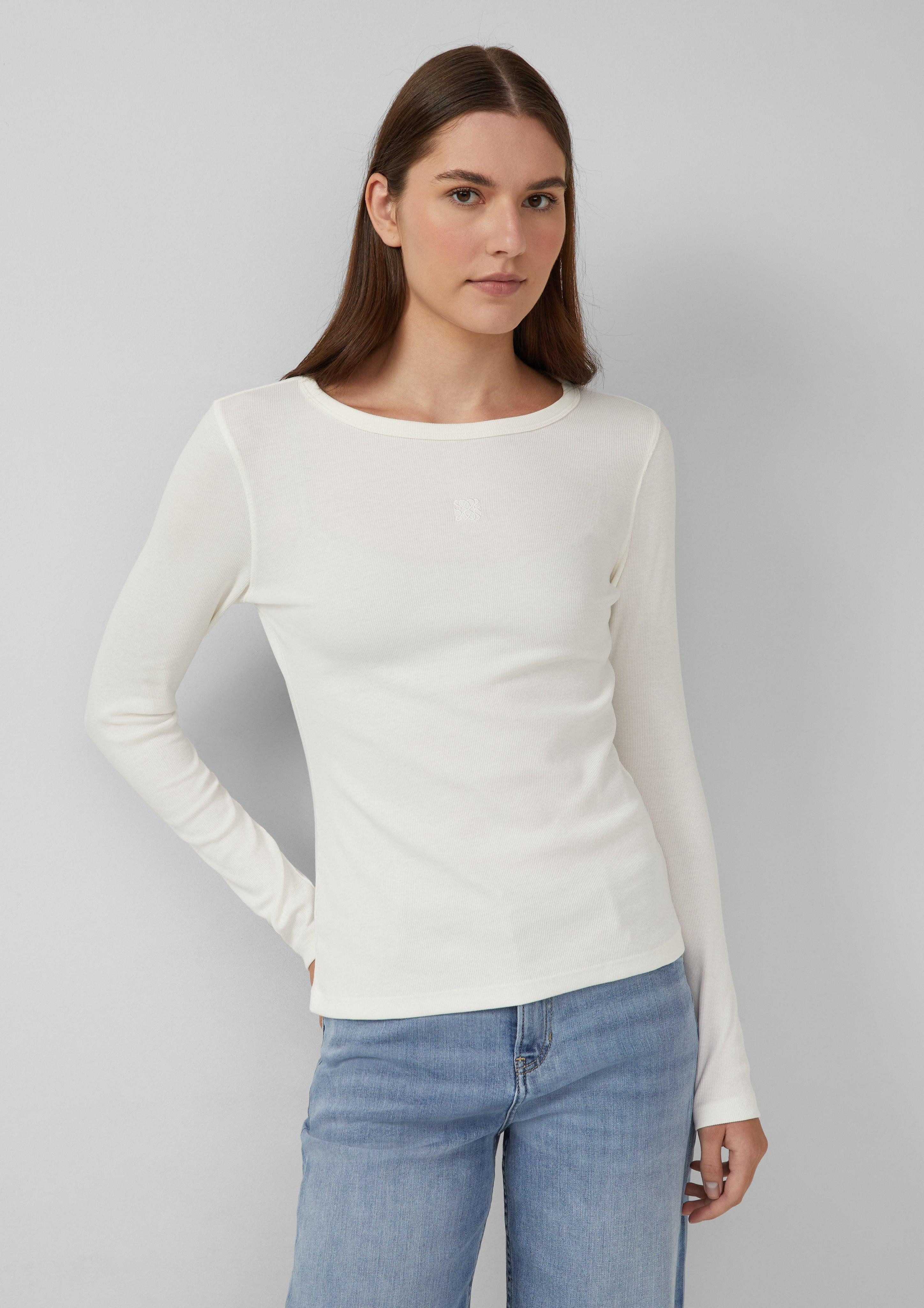 s.Oliver Langarmshirt Ripp-Langarmshirt mit Stickerei günstig online kaufen