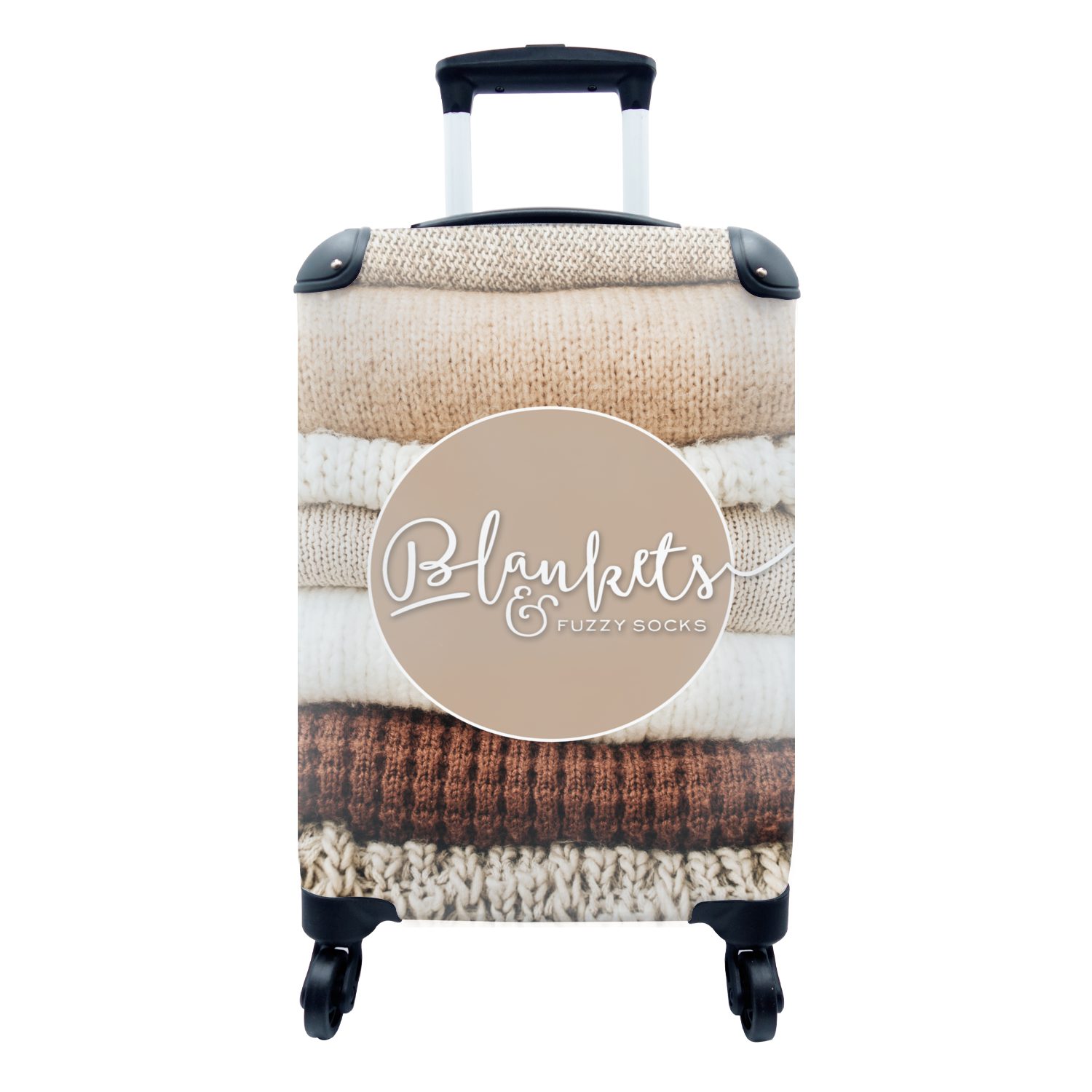 MuchoWow Handgepäckkoffer Sprichwörter - Zitate flauschige und Handgepäck Ferien, Socken, mit Trolley, Rollen, - Reisetasche Reisekoffer für rollen, 4 'Kuscheldecken