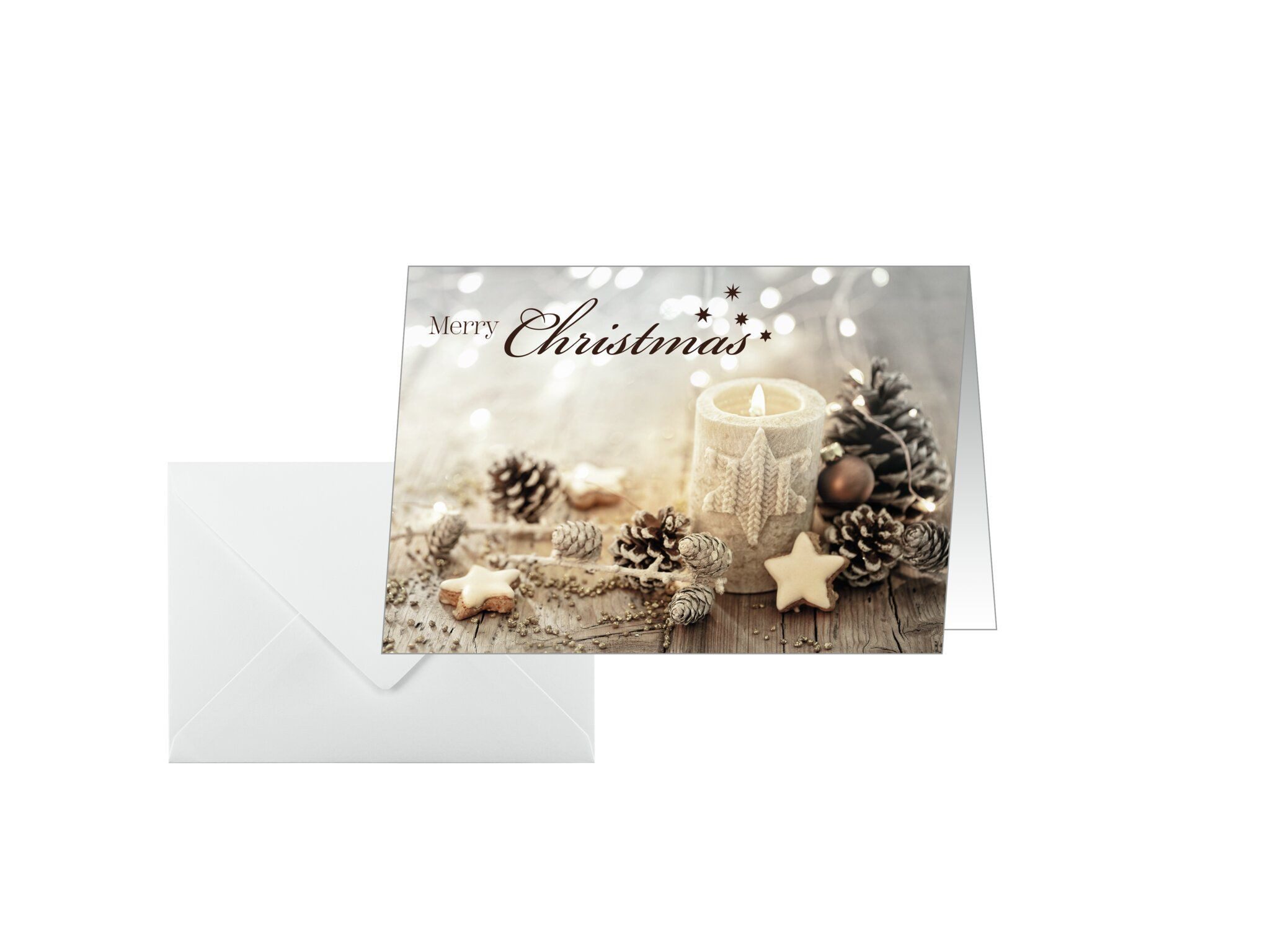 Sigel Geburtstagskarten SIGEL DS098 Weihnachts-Karten - Weihnachtskerze - beige/braun/weiß -