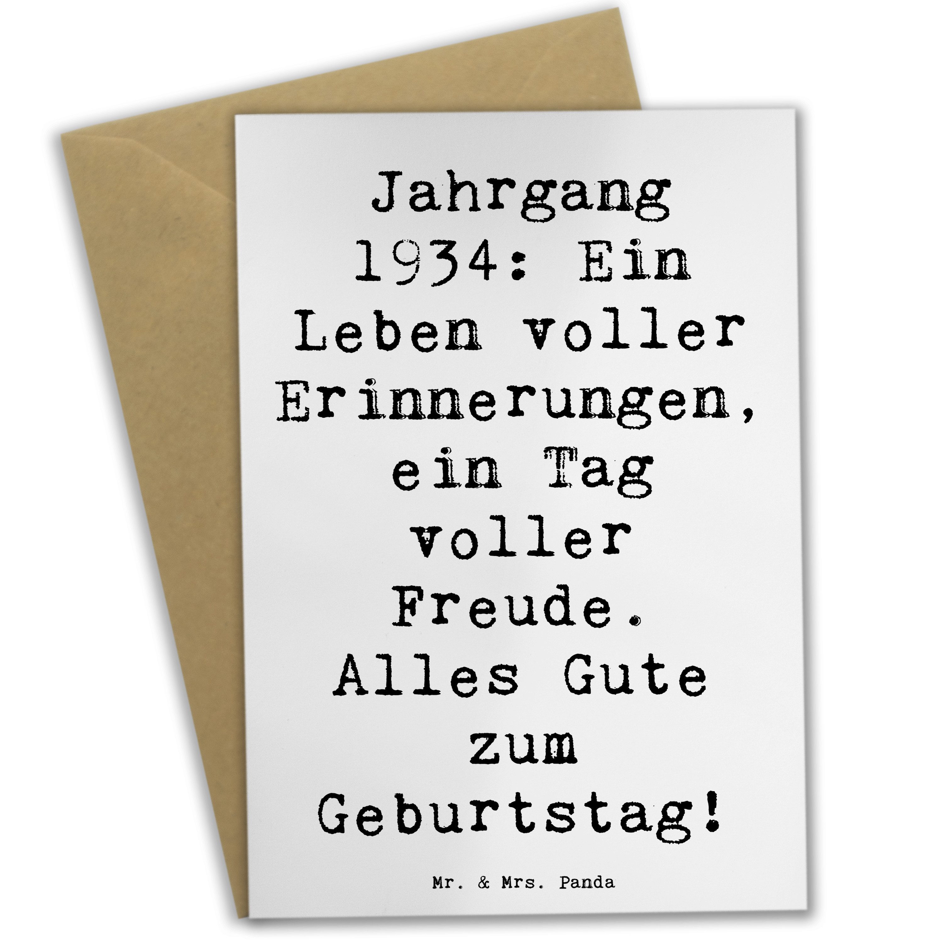 Grußkarte Spruch 1934 Geburtstag - Weiß - Geschenk, Geburtstag 1934, Karte, nos