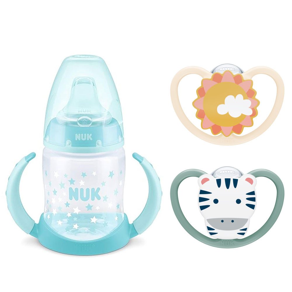 NUK Babyflasche NUK Babyflasche, Trinklerflasche, Space Schnuller Set