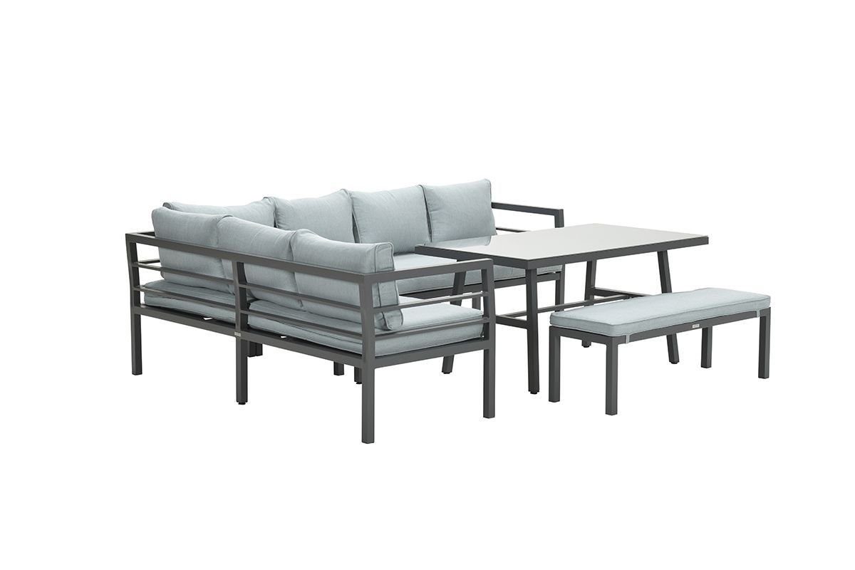GMD Living Sitzgruppe »BLAKES«, (Gartensitzgruppe / Gartenloungegruppe /  Gartenessgruppe, 3-tlg., bestehend aus Eckbank, Sitzbank und Tisch, Polster  inklusive), großzügige Lounge / Dining Sitzgruppe aus Aluminium online  kaufen | OTTO
