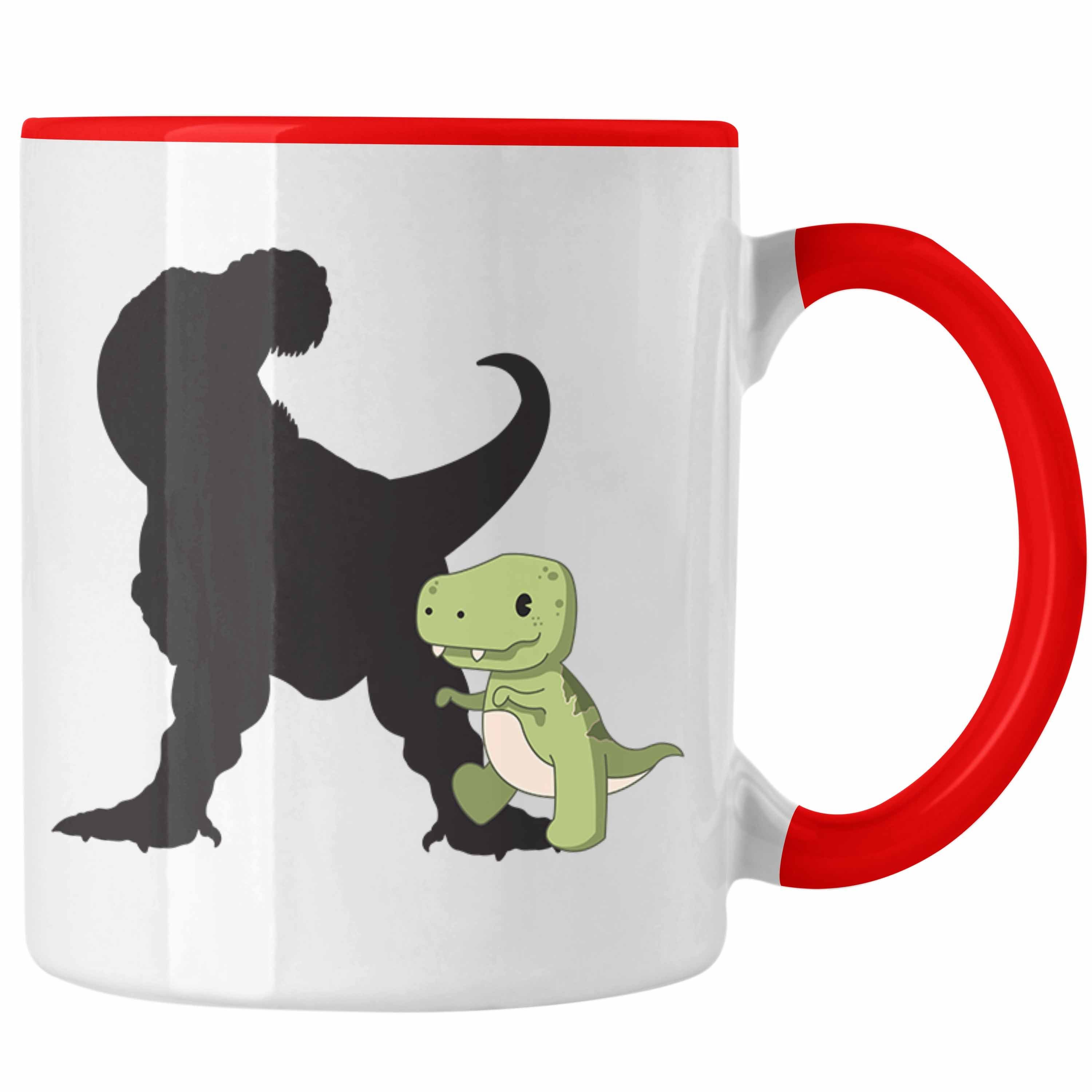 Top-Show Trendation Tasse Trendation - Schatten Dinosaurier Grafik Lustige Geschenk Dino T-Rex Rot Jungs Geschenkidee Tasse Jungen