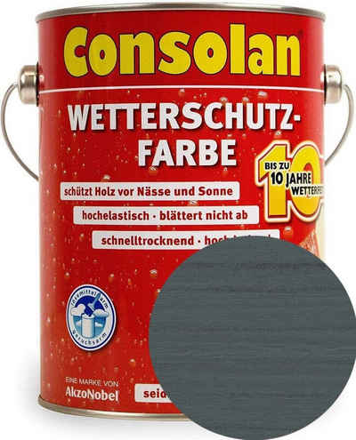 Consolan  Wetterschutzfarbe Schiefer / 22409, Wetterfest, Wasserabweisend, Farbtonbeständig