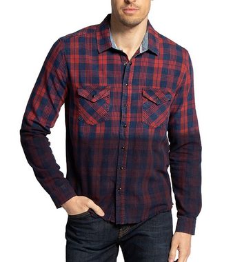 LTB Langarmhemd LTB Herren Holzfäller-Hemd Karo-Hemd Slim Fit Arian Langarm-Hemd Rot/Blau