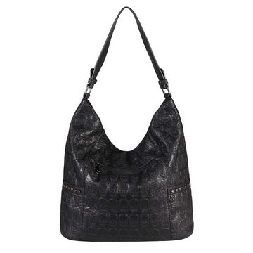 ITALYSHOP24 Schultertasche Damen XL Totenkopf Shopper Tasche, Skull Optik, als Handtasche & Umhängetasche tragbar