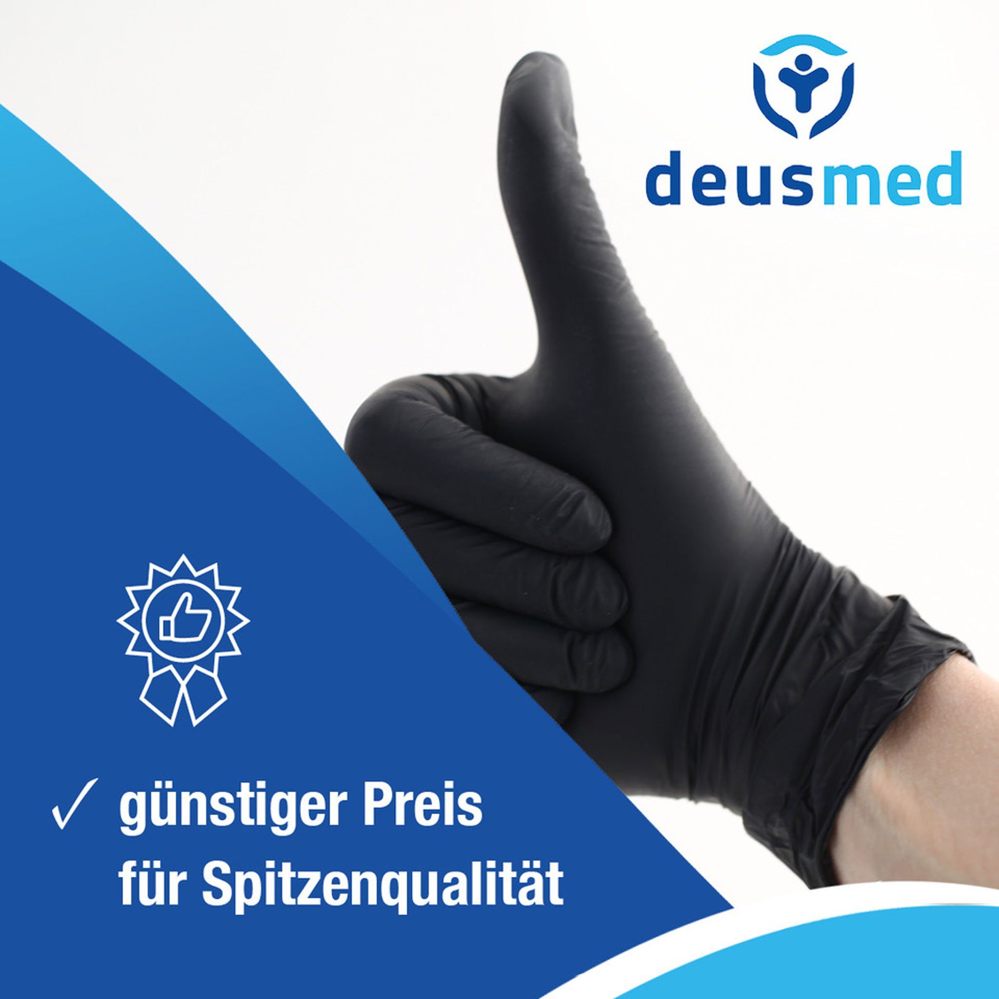 Deus21 Einweghandschuhe Nitril Handschuhe Einweghandschuhe - Schwarz & Puderfrei Latex