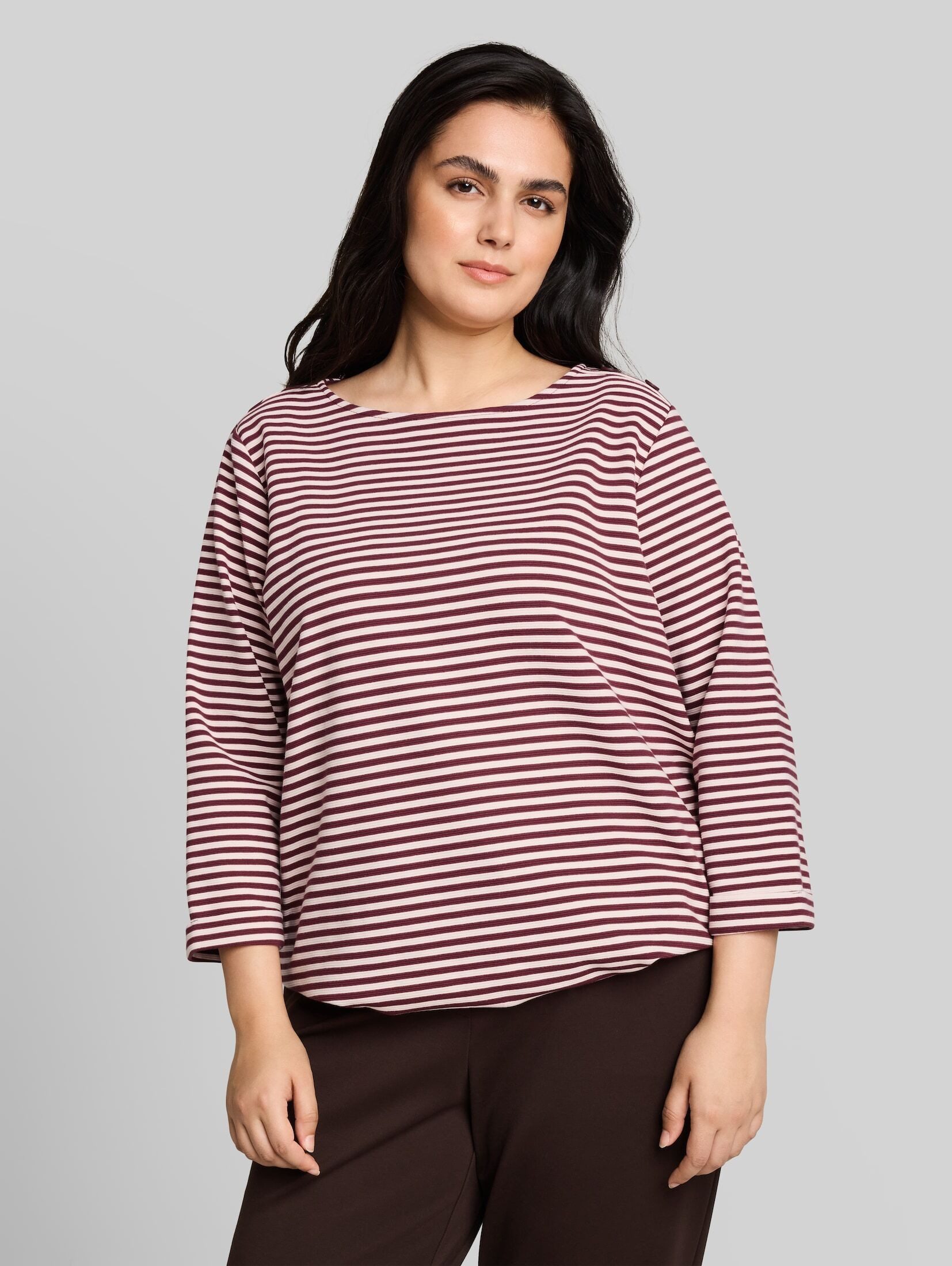 TOM TAILOR PLUS 3/4-Arm-Shirt T-Shirt (im Einserpack) Plus Size - Langarmshirt mit Knopf-Details
