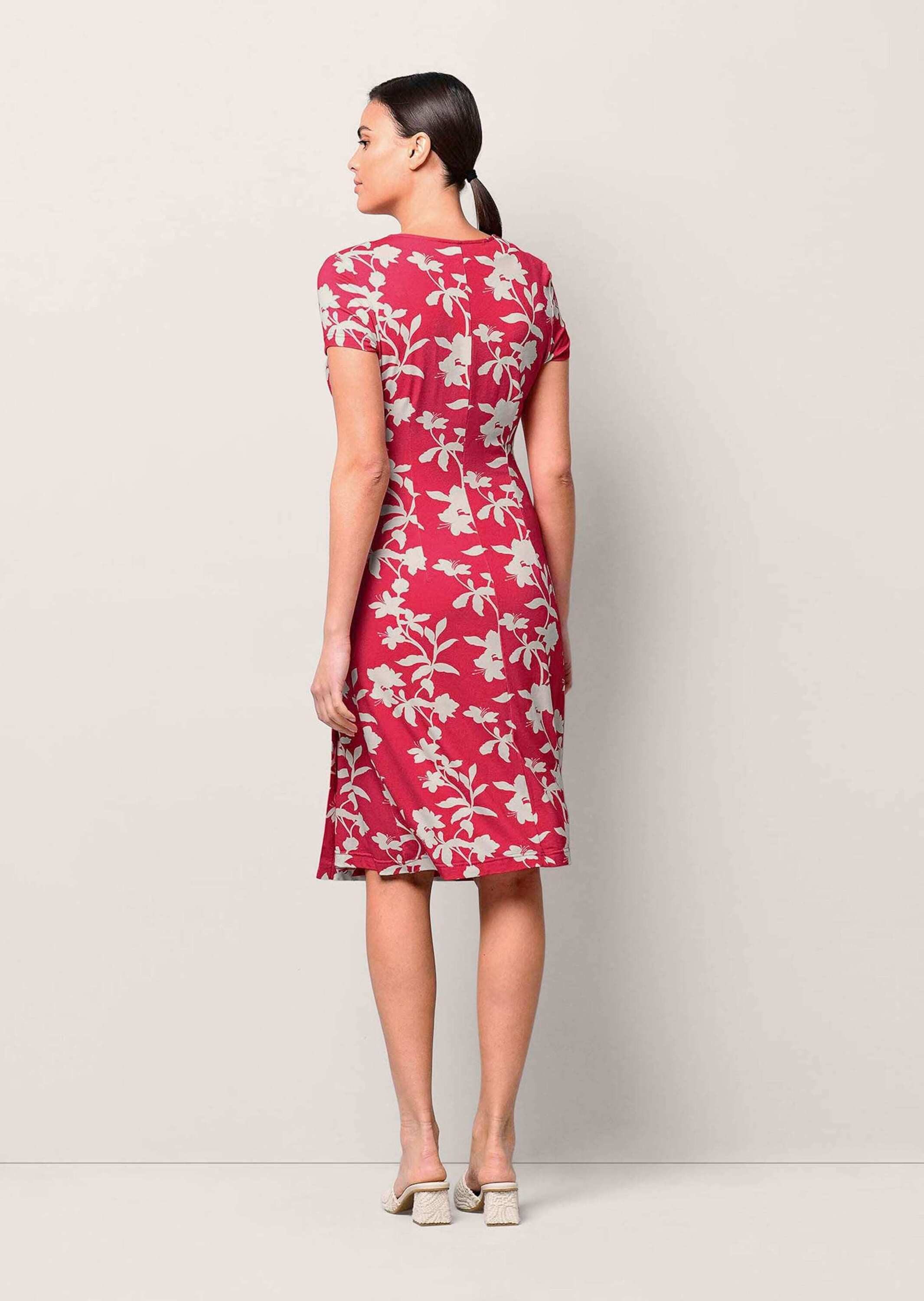 Alba Moda Jerseykleid Knielanges Kleid mit Floralprint Geblümtes Design mit femininem V-Ausschnitt – Bild 2 von 5