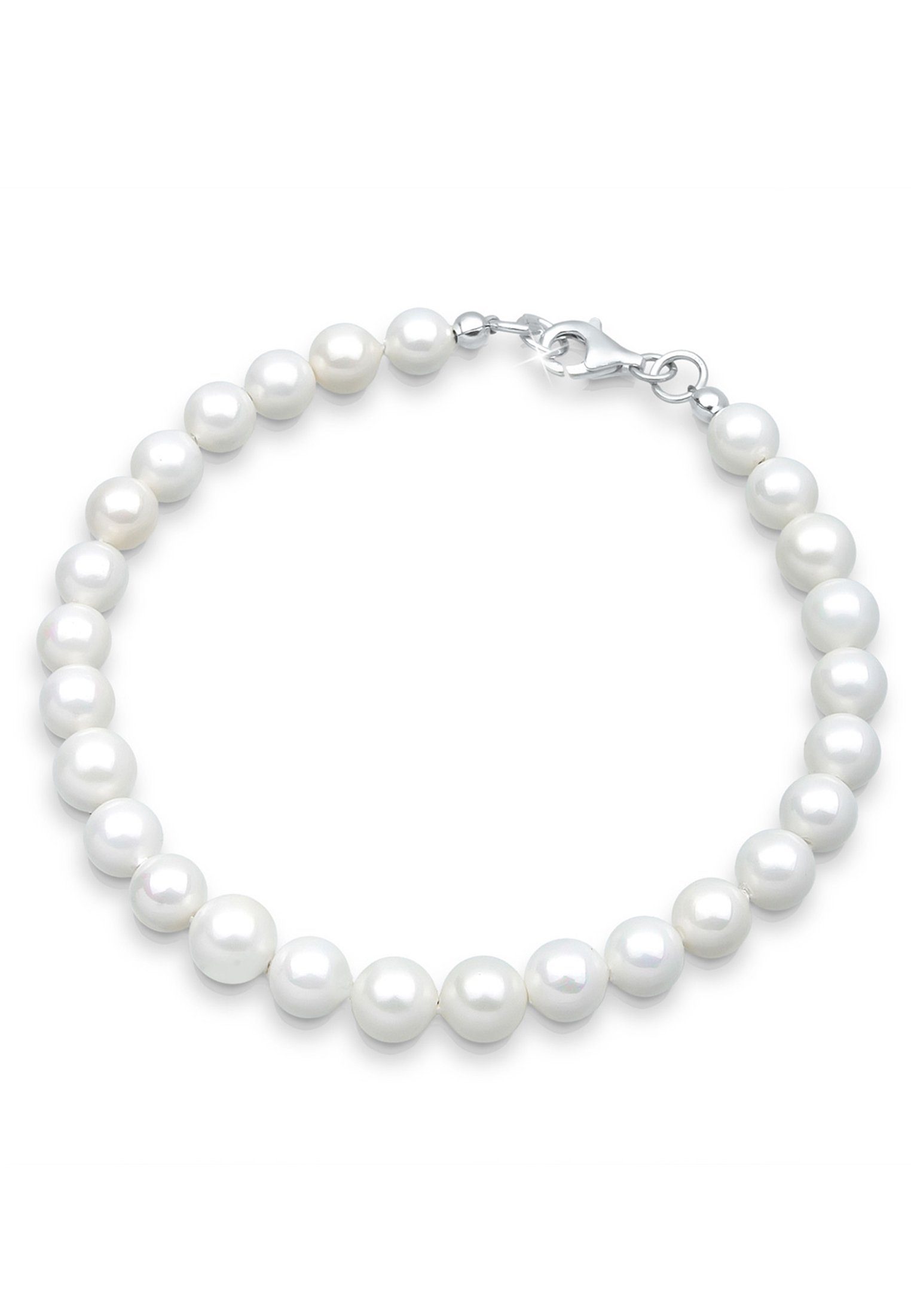 Elli Perlenarmband Muschelkernperlen Schimmernd 925 Sterling Silber