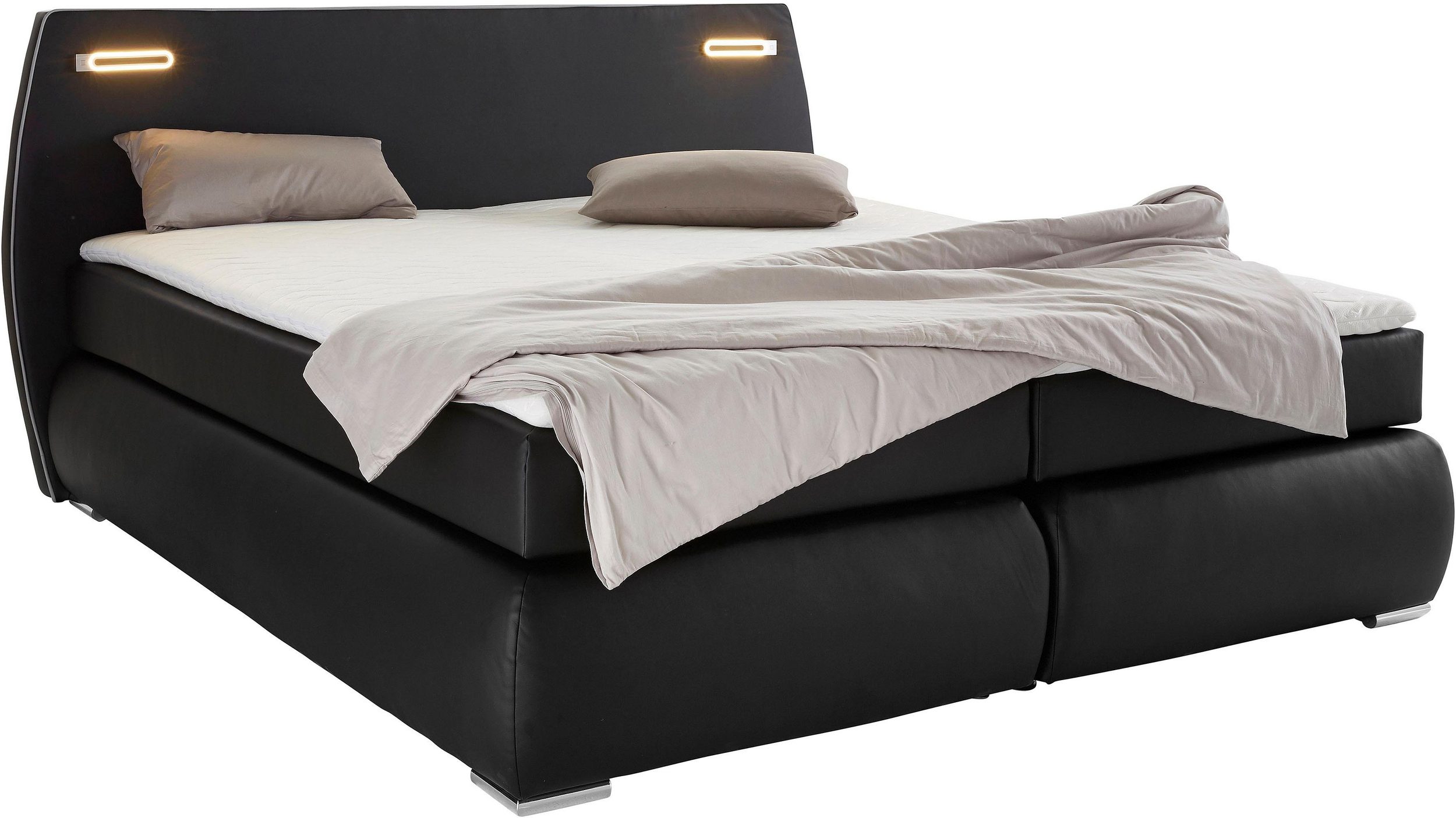 INOSIGN Boxspringbett BLACK&WHITE incl. LED-Beleuchtung im Kopfteil 140x200 cm