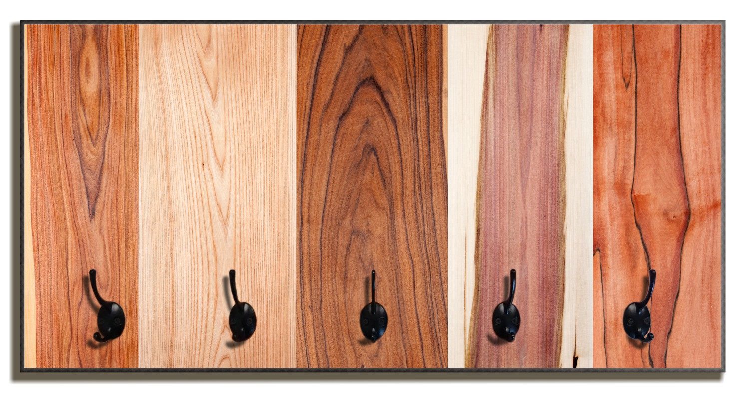 Wallario Garderobenpaneel Holzmuster - Oberfläche mit Holzmaserung VIII (1-teilig, inkl. Haken und Befestigung), 80x40cmHolz