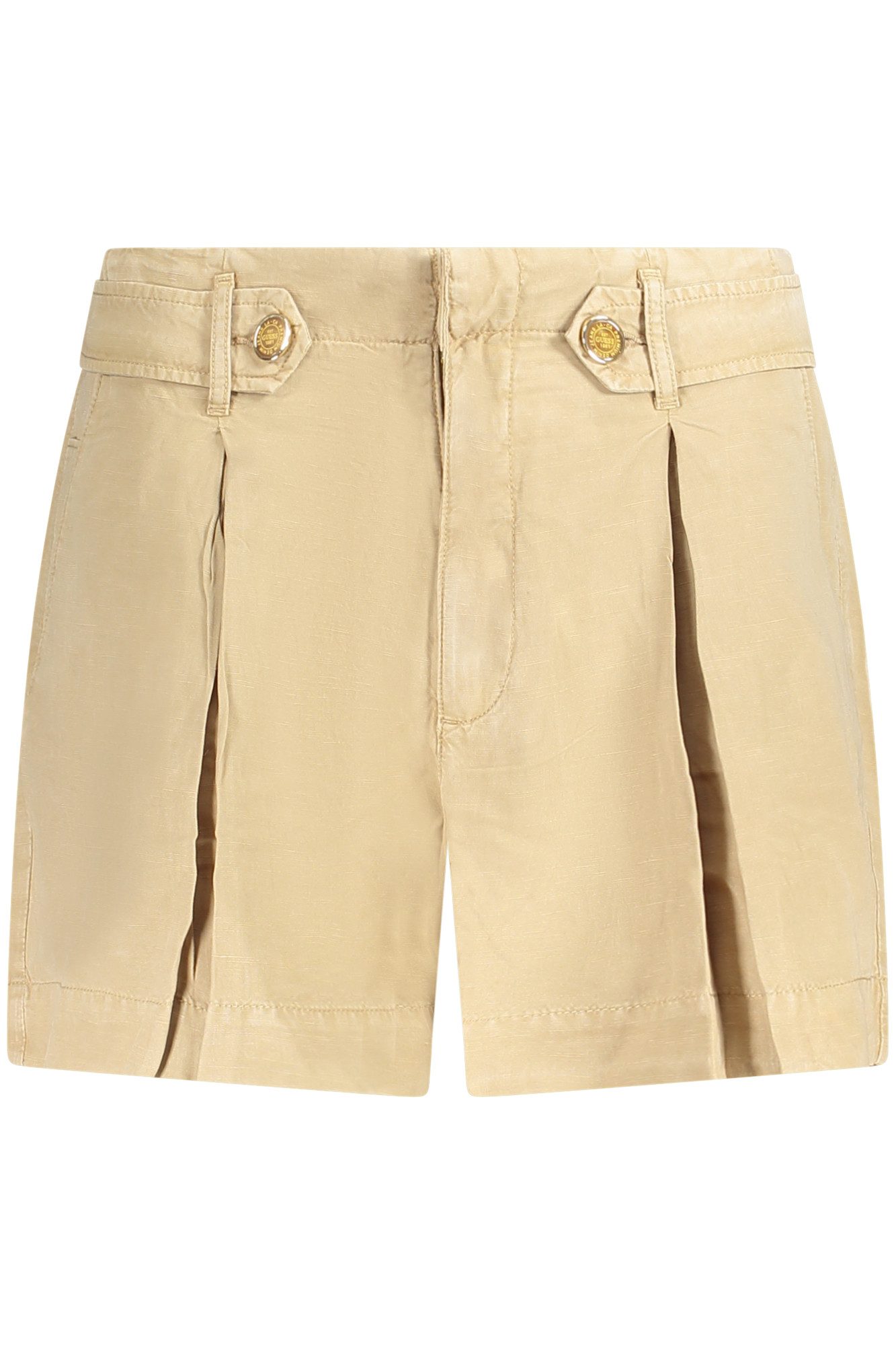 GUESS JEANS 5-Pocket-Hose Damen Beigefarbene Kurze Hose mit Kontrastdetails und 5 Taschen