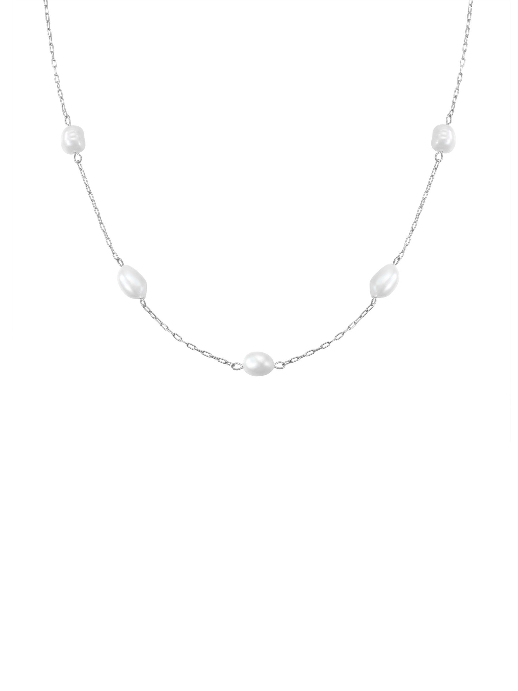 Perlenkette – Filigranes Edelstahl Collier vergoldet mit Perlen