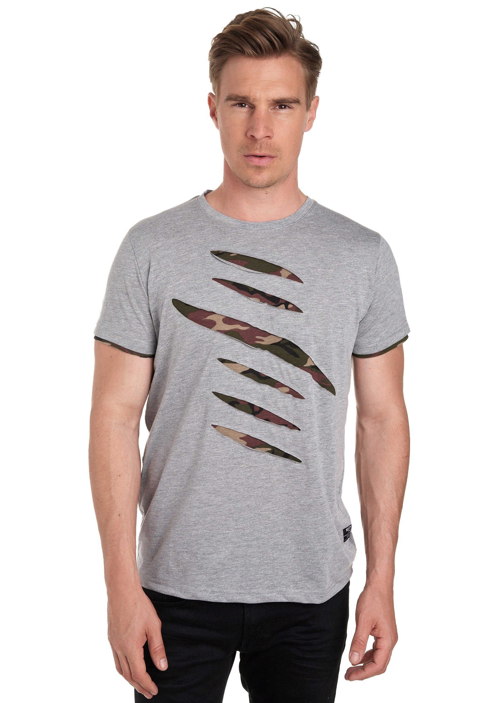 Rusty Neal T-Shirt trendigen 2-in-1-Design grau im