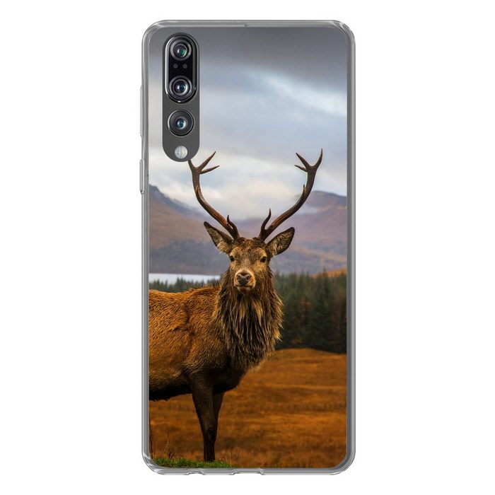 MuchoWow Handyhülle Hirsche - Berge - Wasser - Landschaft - Tiere - Bäume Handyhülle Huawei P20 Pro Handy Case Silikon Bumper Case