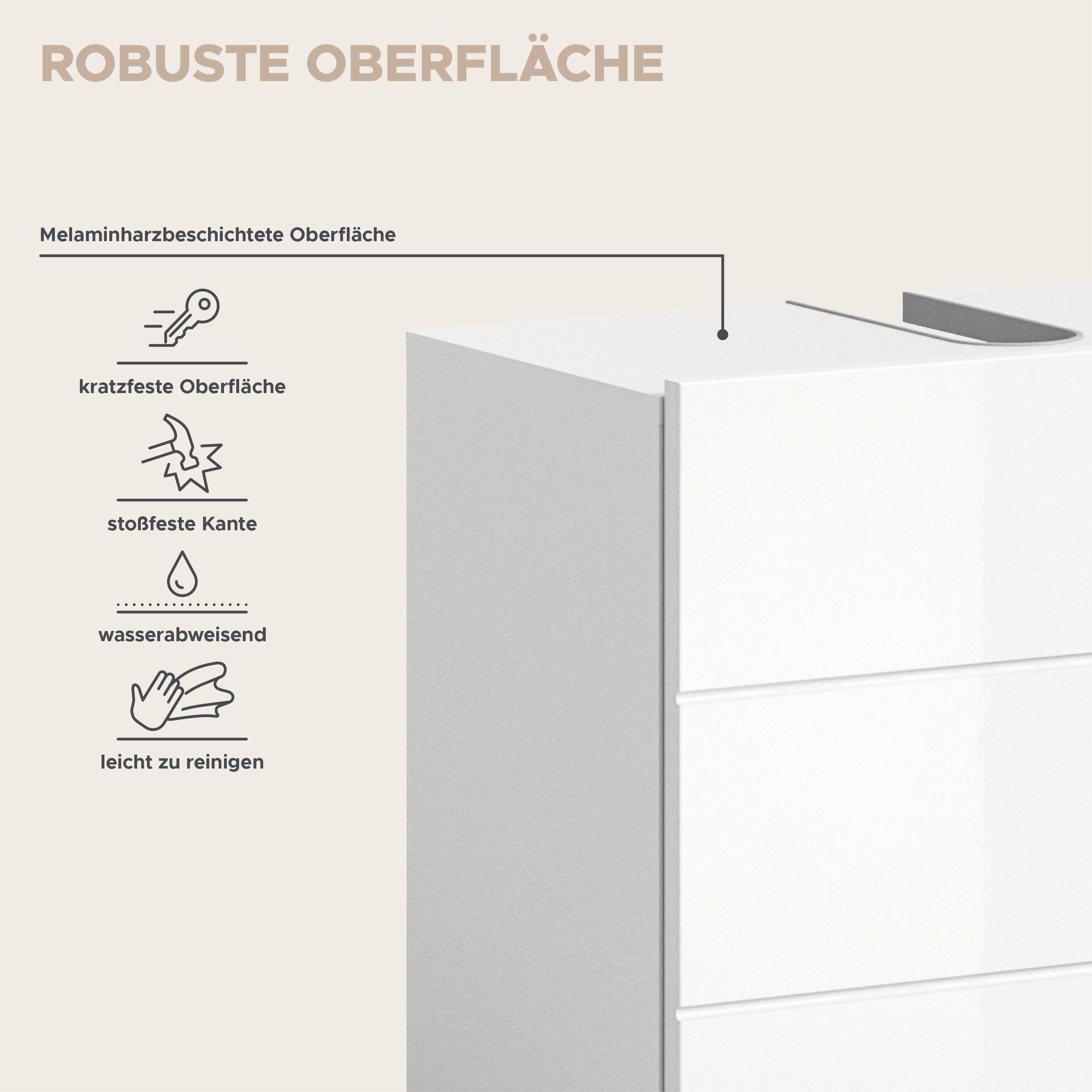 furnling Badmöbel-Set Vera, (2-St., bestehend aus Spiegelschrank, Waschbeckenunterschrank), Breite 60 cm, Hochglanz Front, Badschrank, Badmöbel