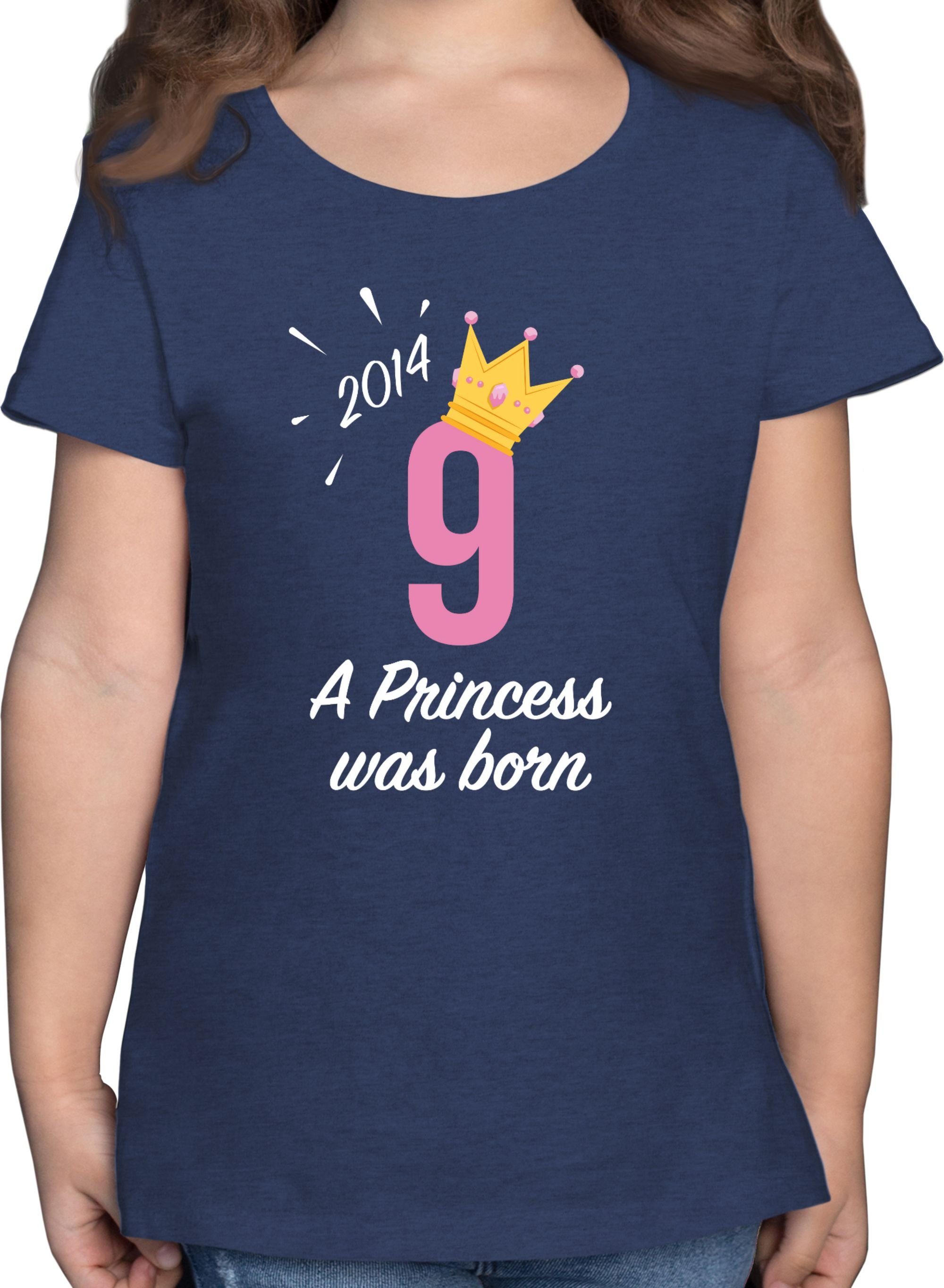 Shirtracer T-Shirt Neunter Mädchen Princess 2014 9. Geburtstag 1 Dunkelblau Meliert