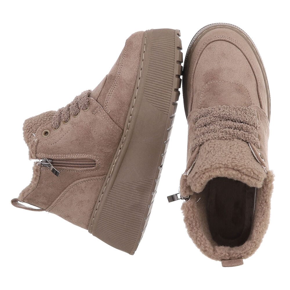 Ital-Design Damen Slingback Schuh flach mit Metallschnalle Snowboots (92079013) Keilabsatz/Wedge Stiefeletten in Beige