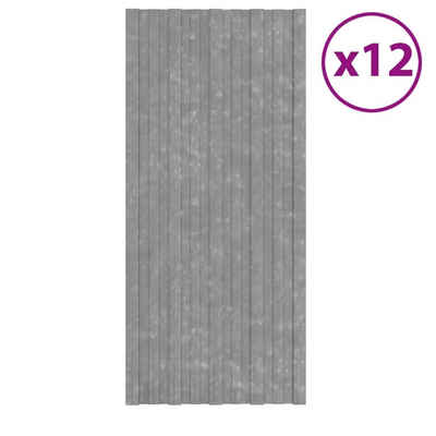 vidaXL Deckenplatten Dachpaneele 12 Stk. Verzinkter Stahl Silbern 100x45 cm, (12-tlg)