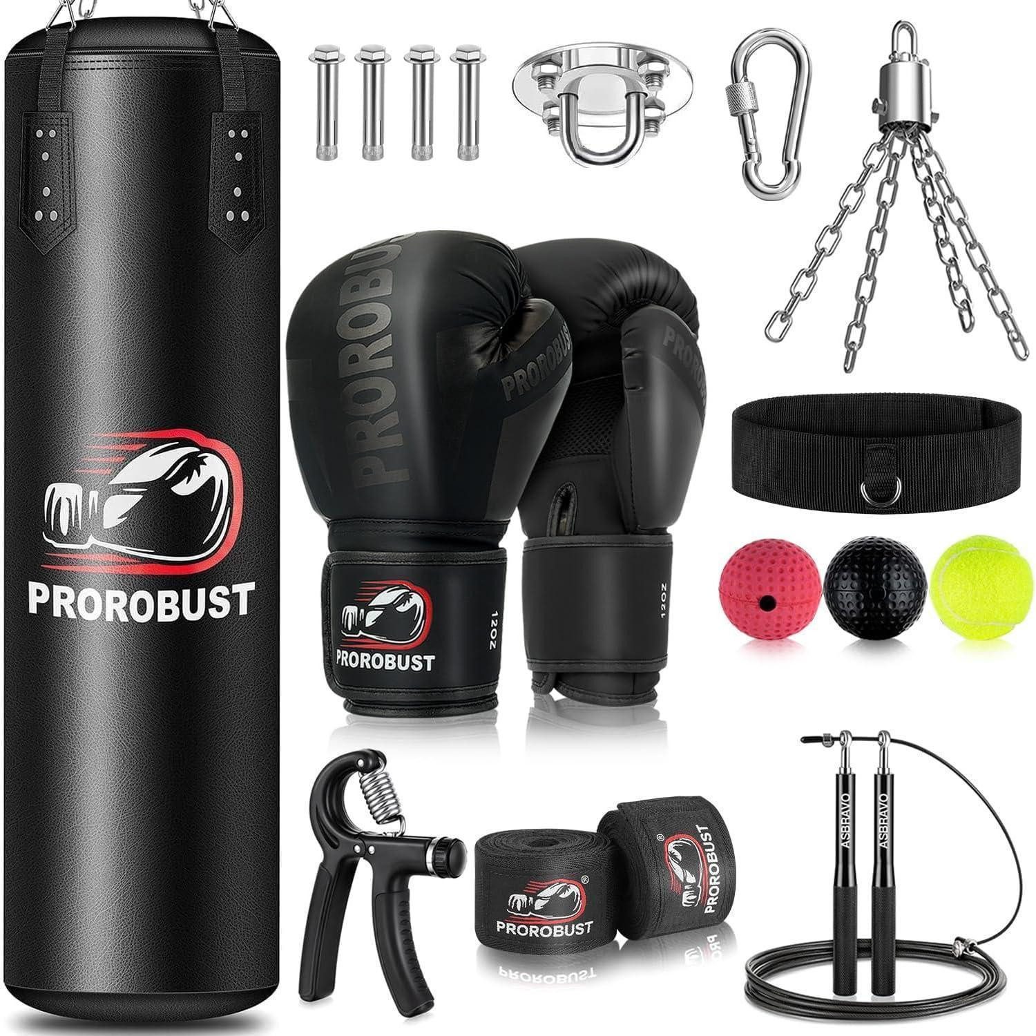 Boxhandschuhe Boxsack-Set 120cm PU Heavy Duty mit 12OZ Boxhandschuhen MMA Kickboxen