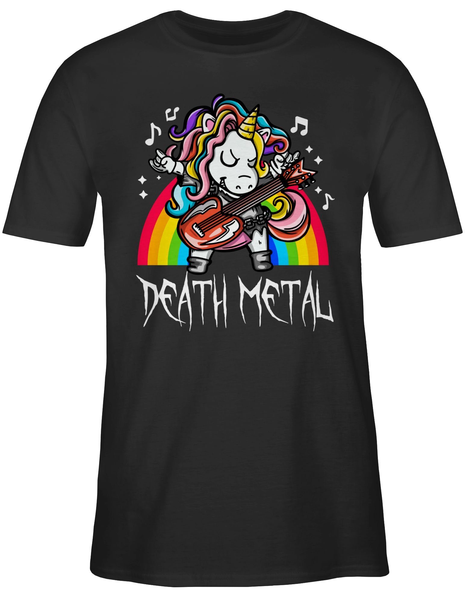Shirtracer T-Shirt Death Metal Einhorn Schwarz 01 Einhorn Geschenk