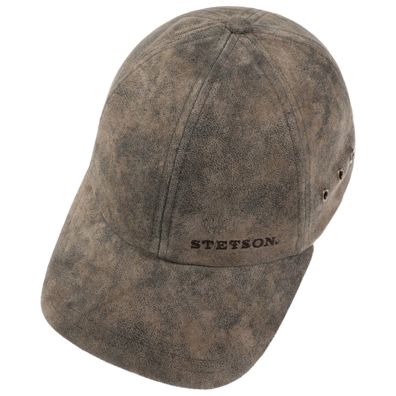 Stetson Baseball Cap (1-St) Metallschnalle dunkelbraun Ledercap