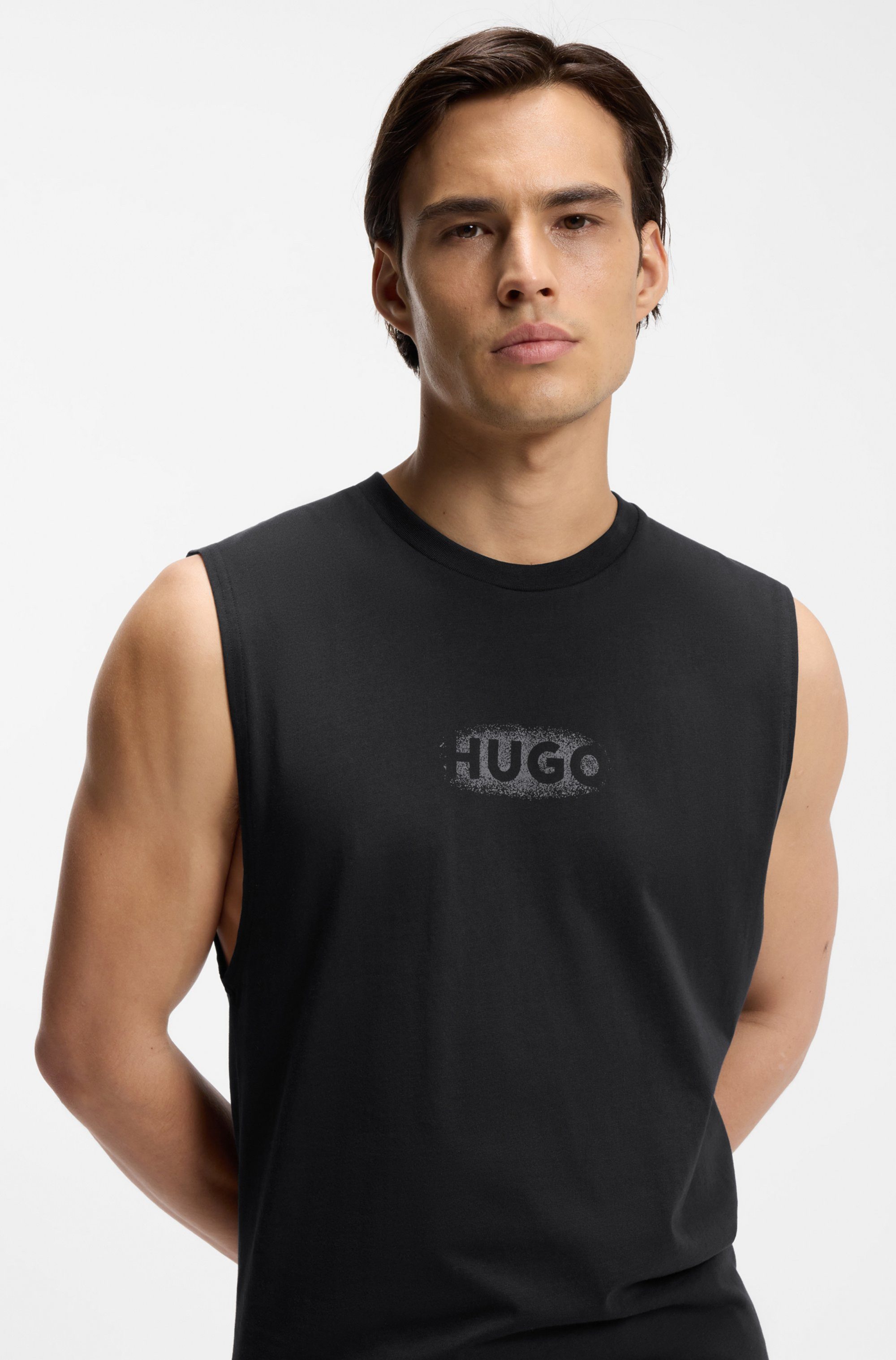 HUGO Tanktop aus Baumwoll-Jersey mit Logo-Print günstig online kaufen